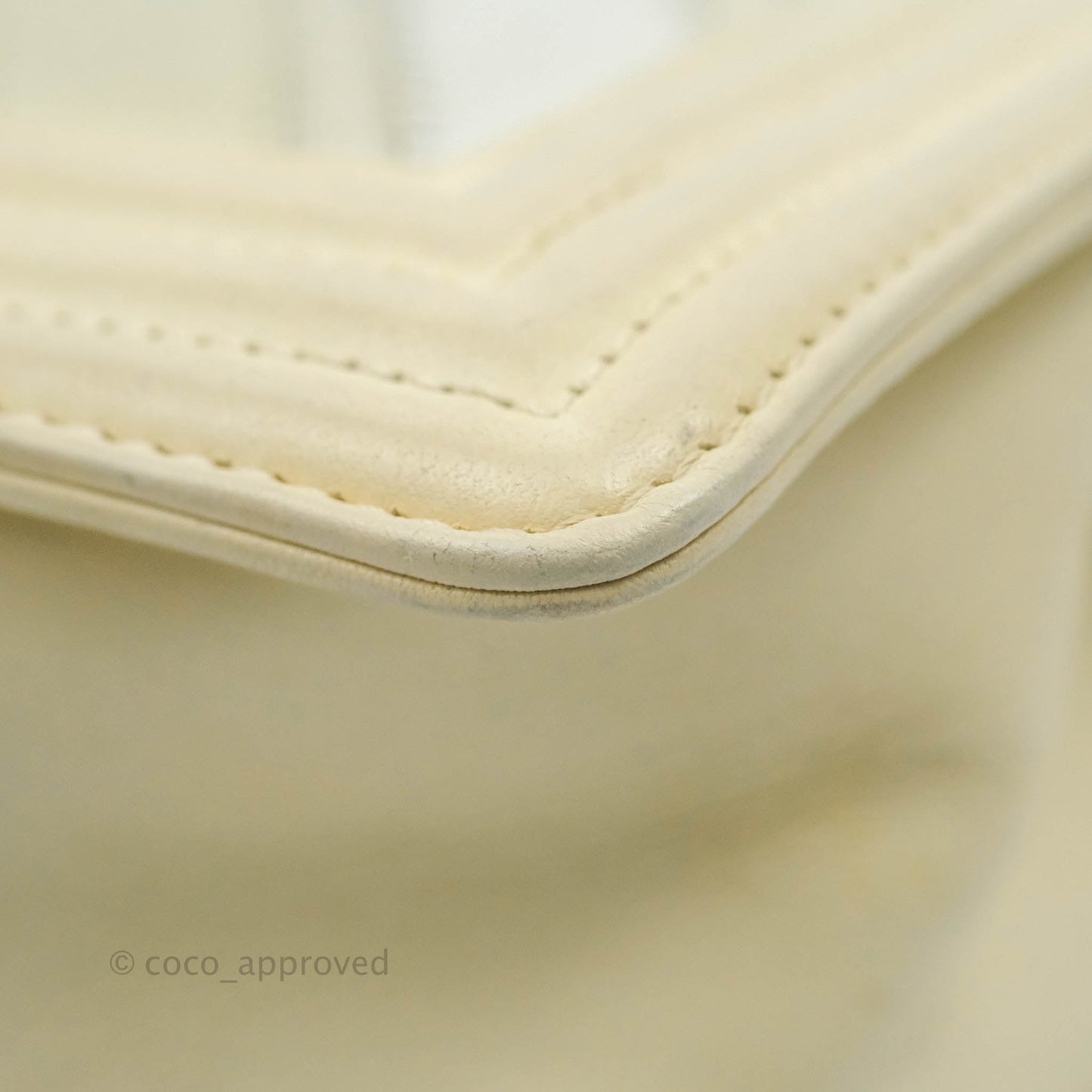 Chanel Medium Chevron Boy Light Beige Calfskin Caviar Aged Gold Hardware