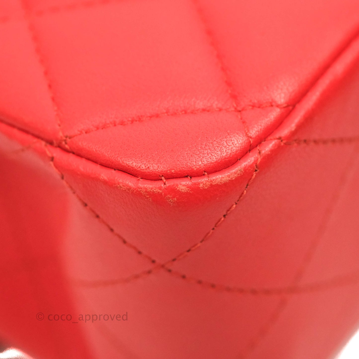 Chanel Classic M/L Medium Double Flap Poppy Red Lambskin Silver Hardware
