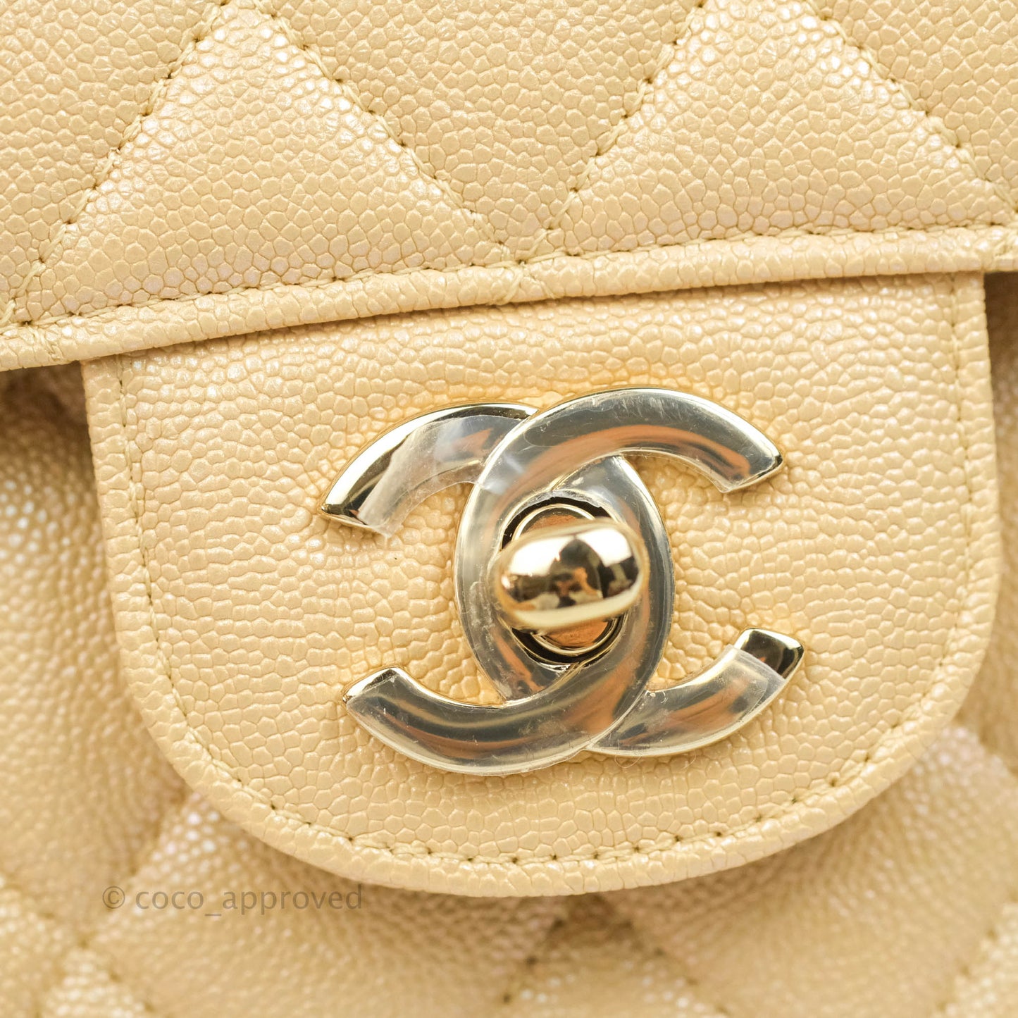 Chanel Classic Small S/M Flap Iridescent Beige Caviar Gold Hardware 19S