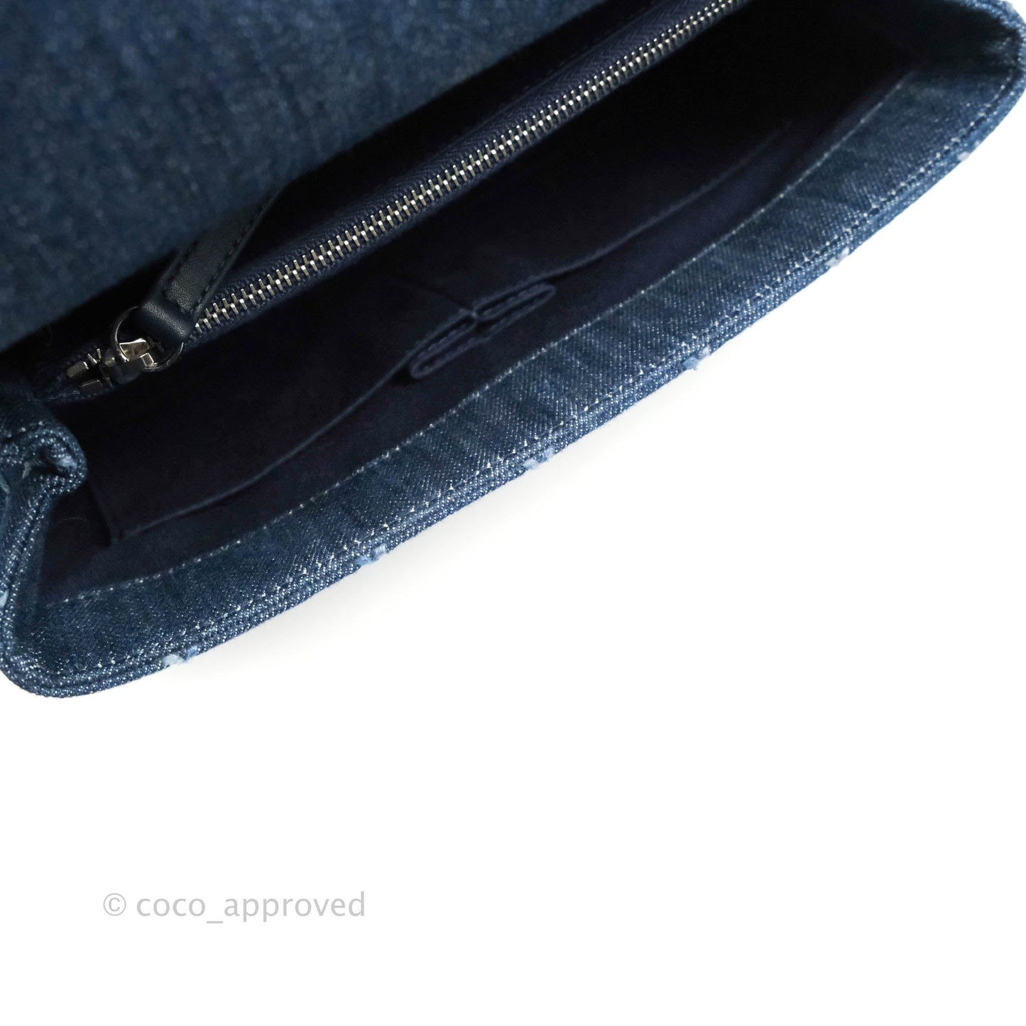 Chanel Medium (Small) Quilted Coco Handle Flap Navy Denim Silver Hardware