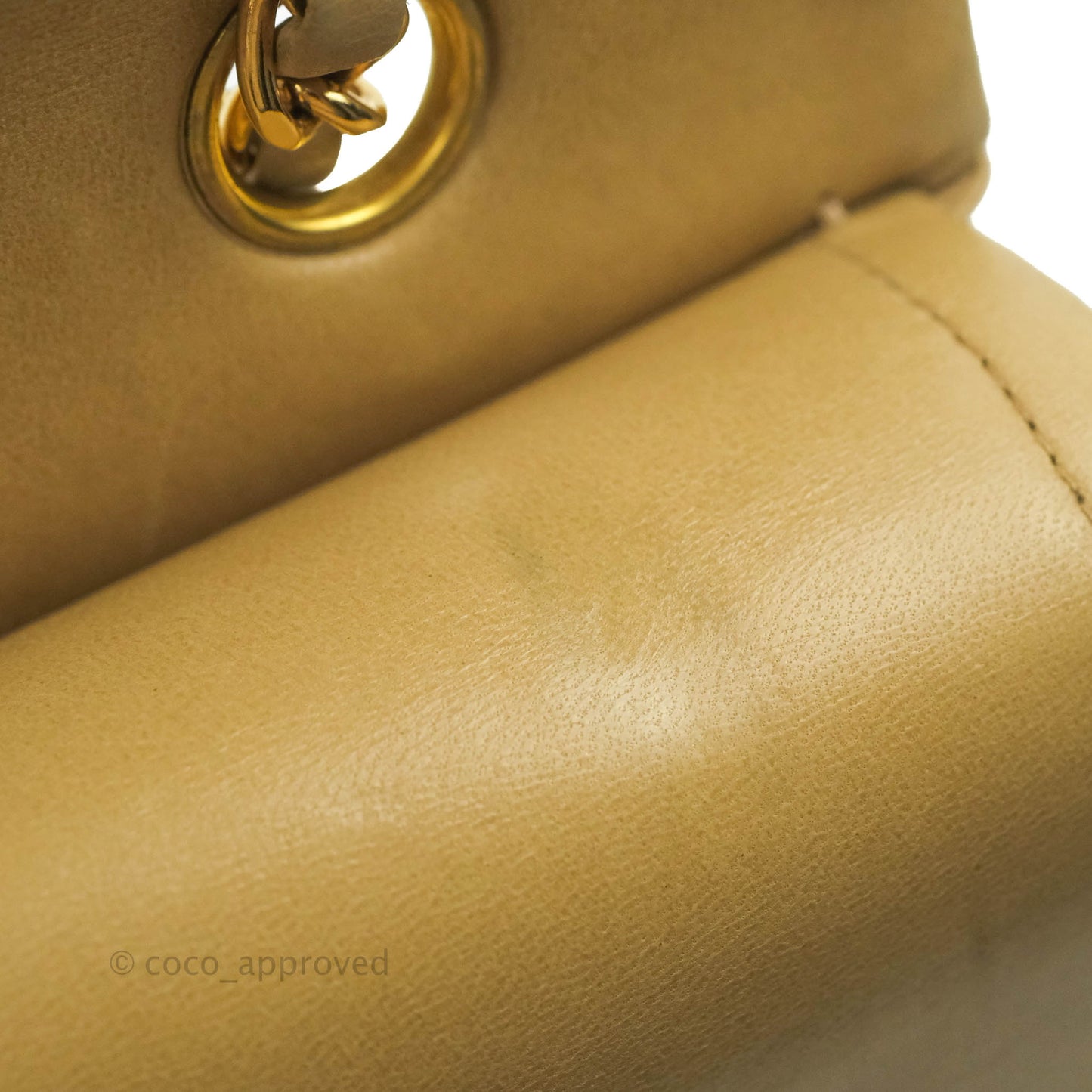 Chanel Vintage Classic M/L Medium Double Flap Bag Beige Lambskin 24K Gold Hardware