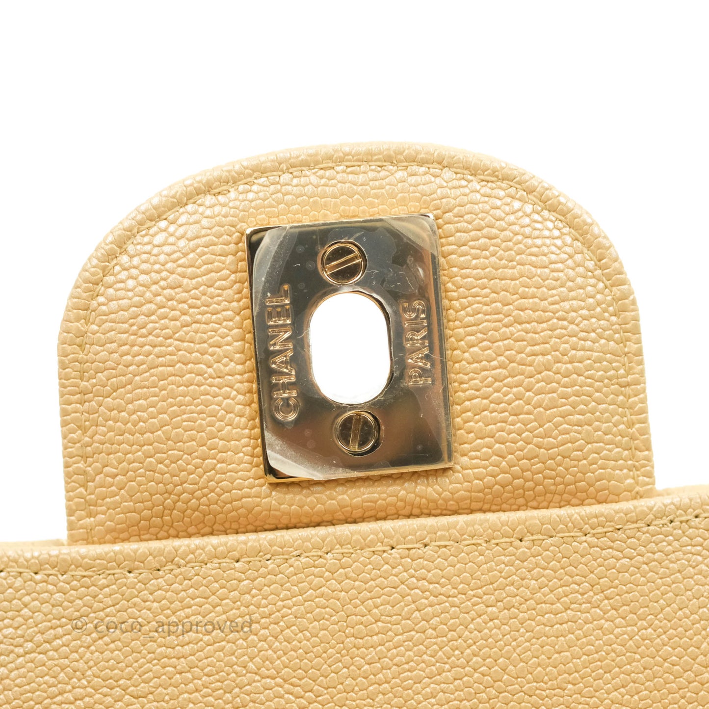 Chanel Classic Small S/M Flap Iridescent Beige Caviar Gold Hardware 19S