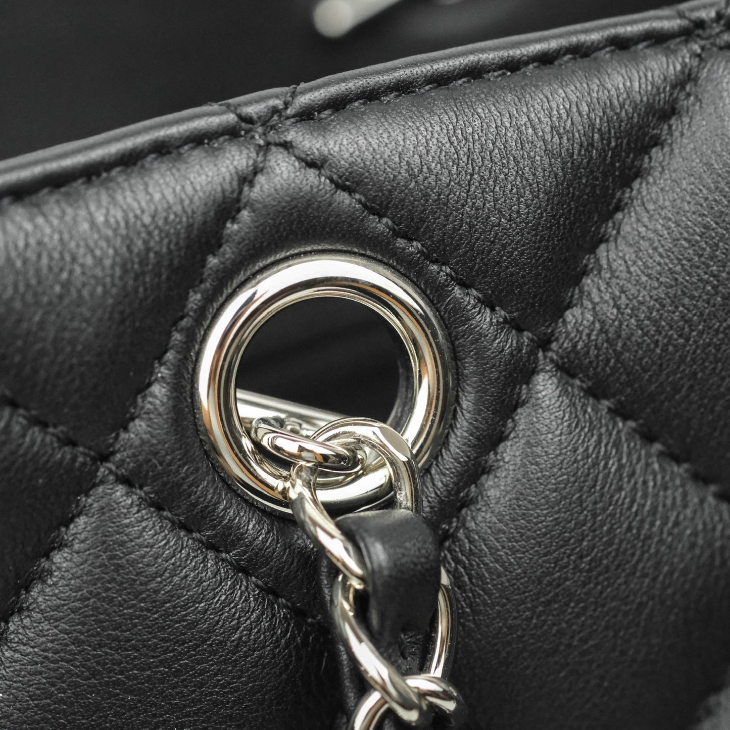 Chanel Classic Quilted Black Calfskin Shopping Bag Silver Hardware