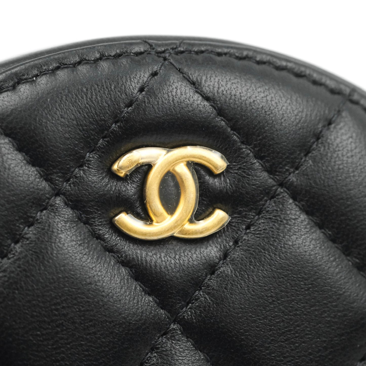 Chanel Quilted Round Pearl Crush Clutch With Chain Black Lambskin Gold Hardware