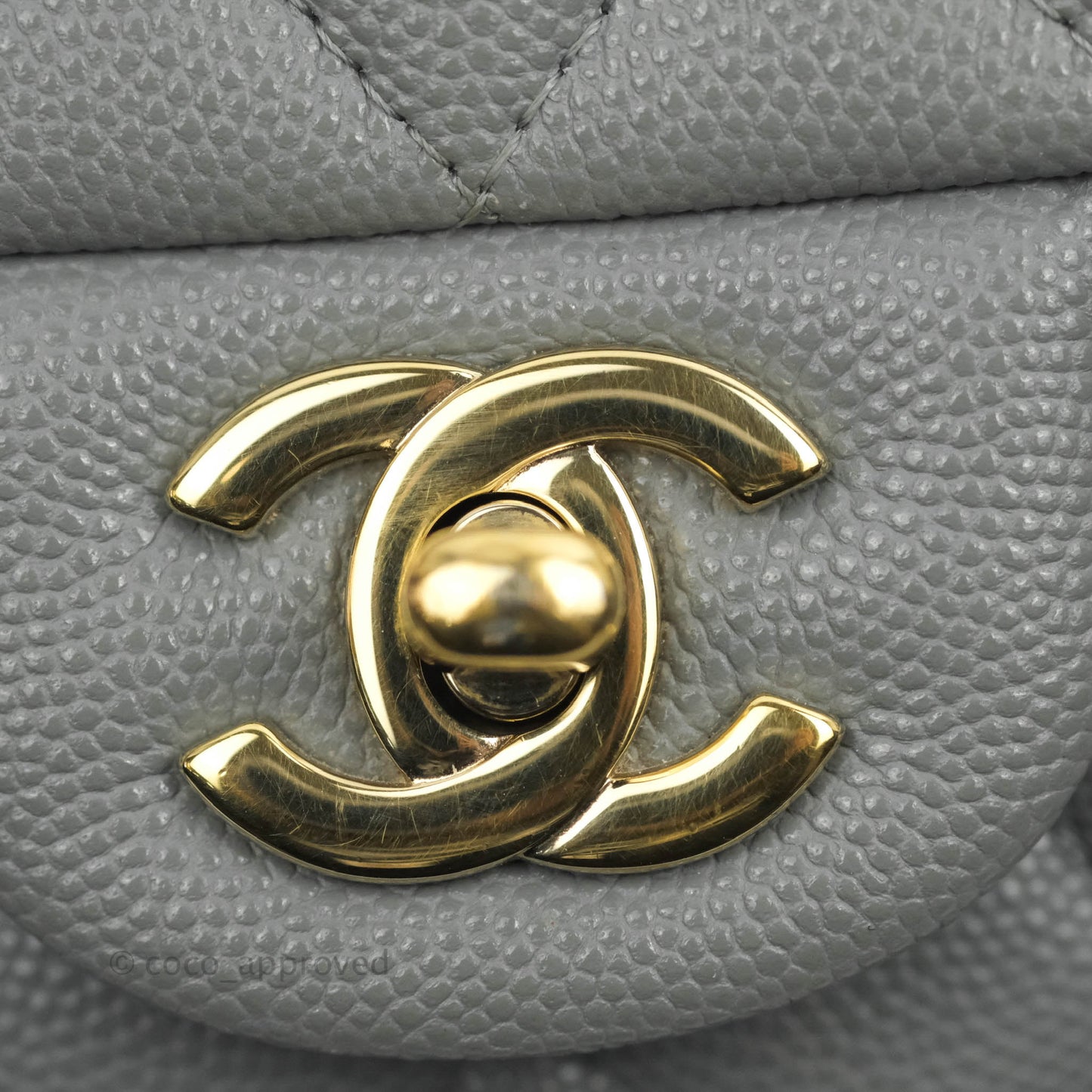 Chanel Small Classic Quilted Flap Grey Caviar Gold Hardware 20C