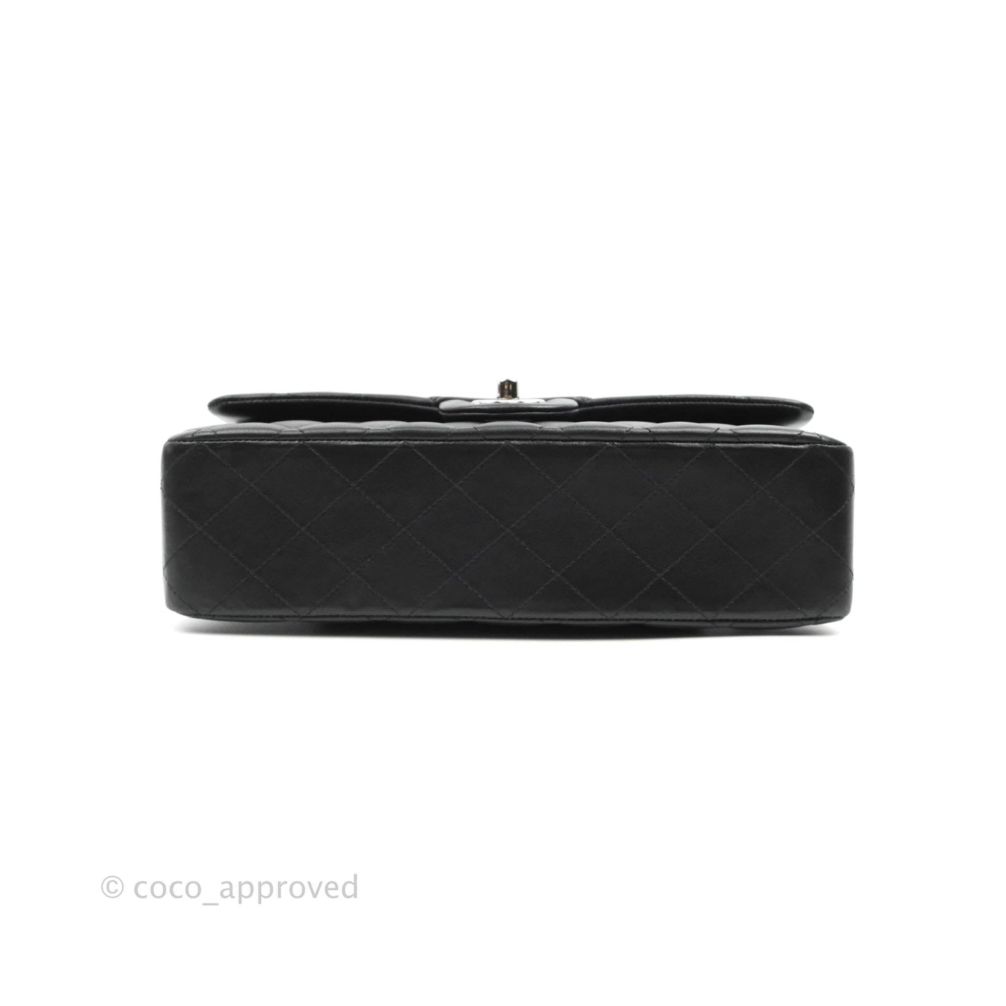 Chanel Classic M/L Medium Double Flap Black Lambskin Silver Hardware