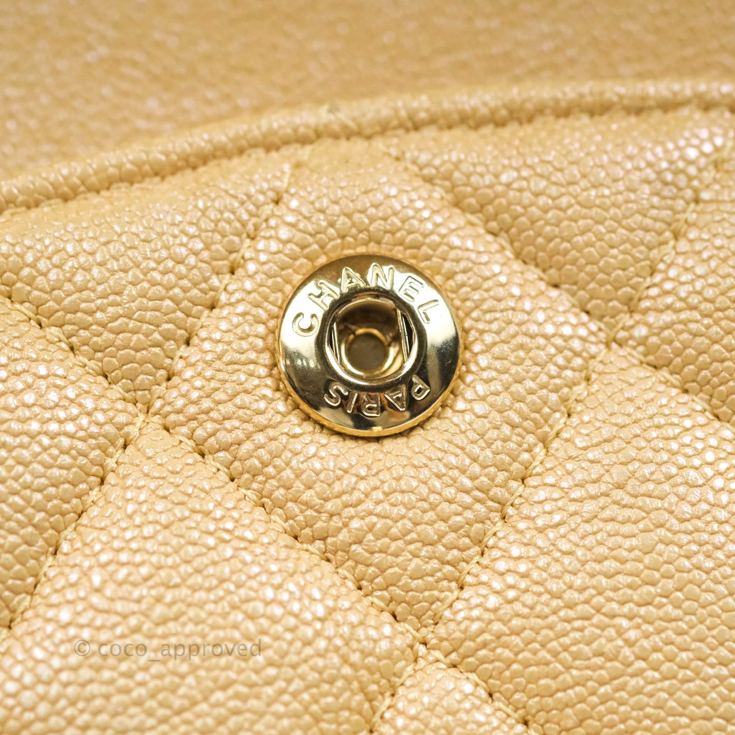 Chanel Classic Small S/M Flap Iridescent Beige Caviar Gold Hardware 19S