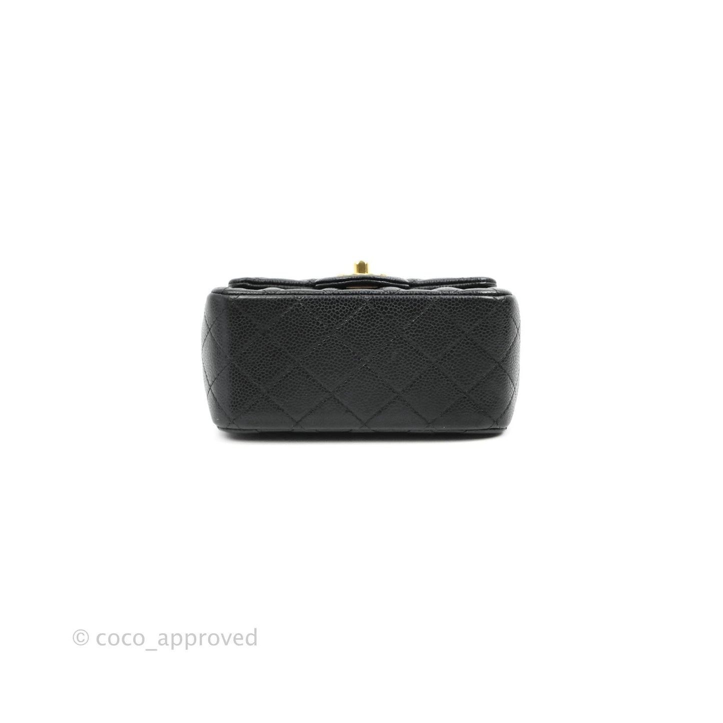 Chanel Quilted Mini Square Flap Bag Black Caviar Aged Gold Hardware