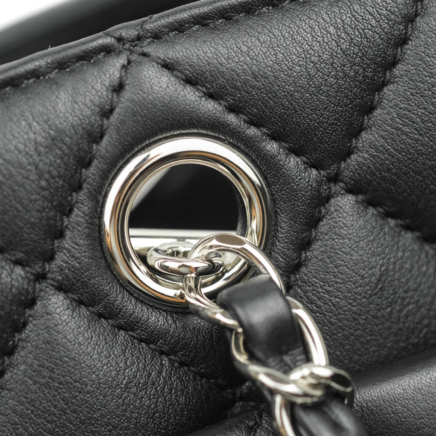 Chanel Classic Quilted Black Calfskin Shopping Bag Silver Hardware