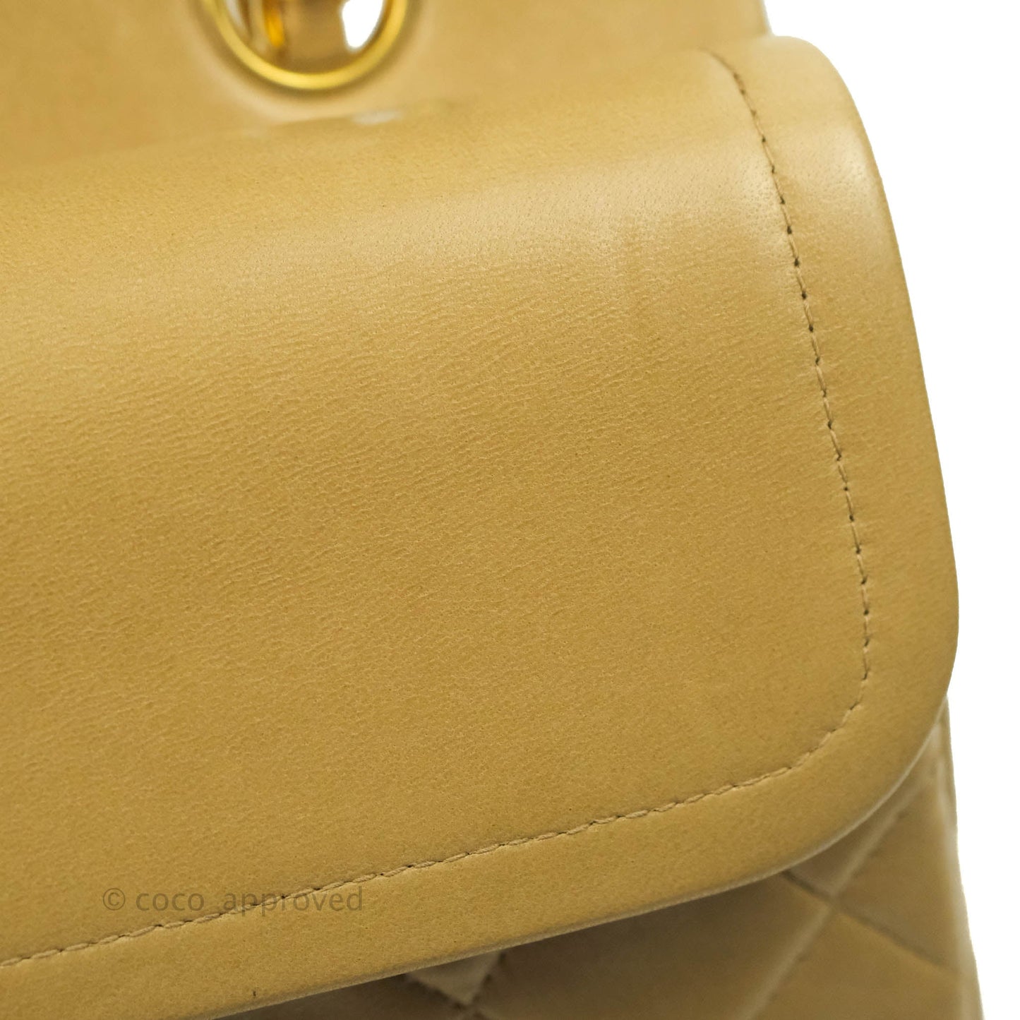 Chanel Vintage Classic M/L Medium Double Flap Bag Beige Lambskin 24K Gold Hardware