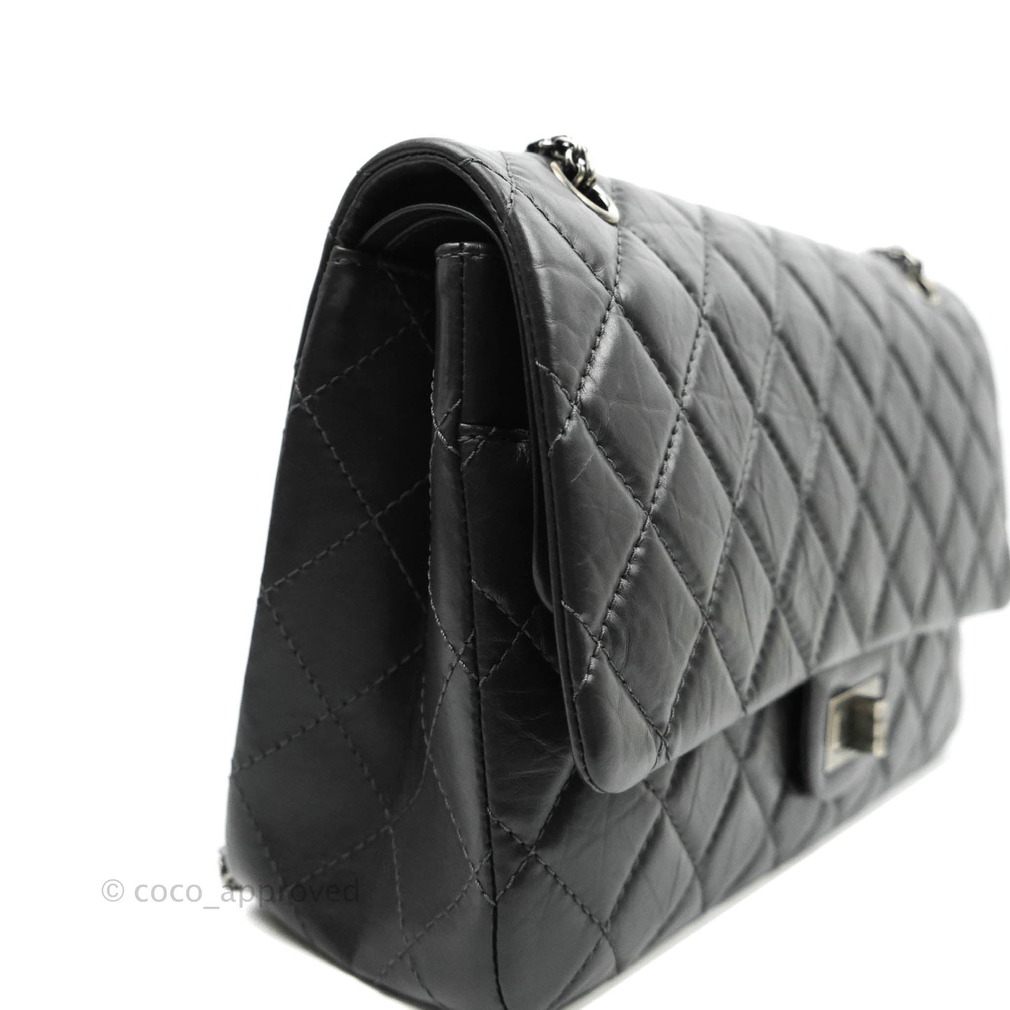 Chanel Reissue 227 Quilted Dark Grey Aged Calfskin Ruthenium Hardware