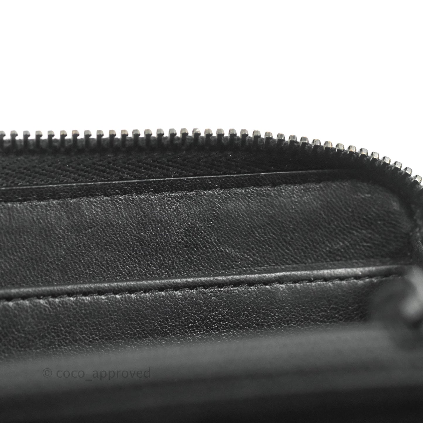 Chanel Chevron Zipped Around Long Wallet All Black Lambskin