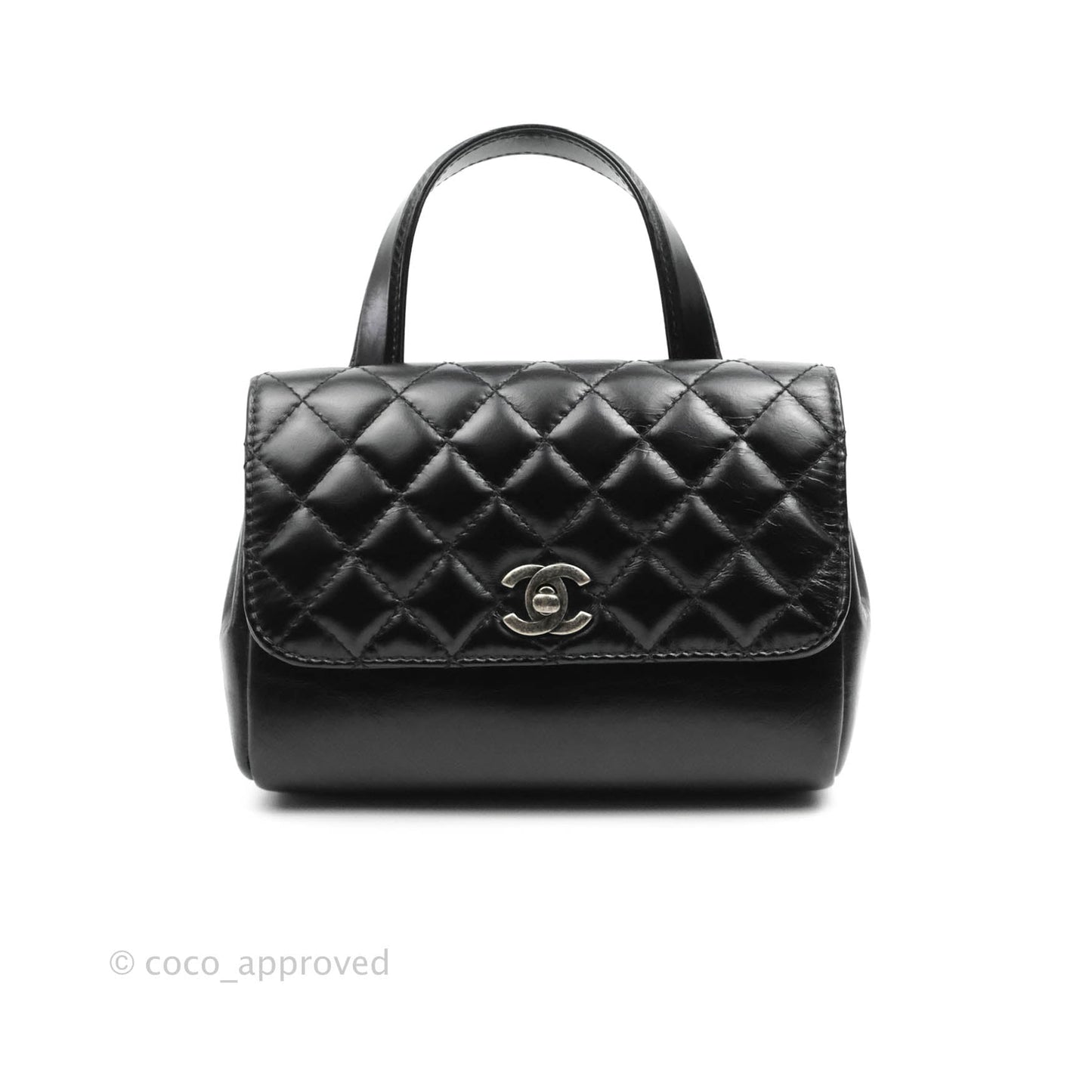 Chanel Quilted Double Sided Flap Black Aged Calfskin Ruthenium Hardware
