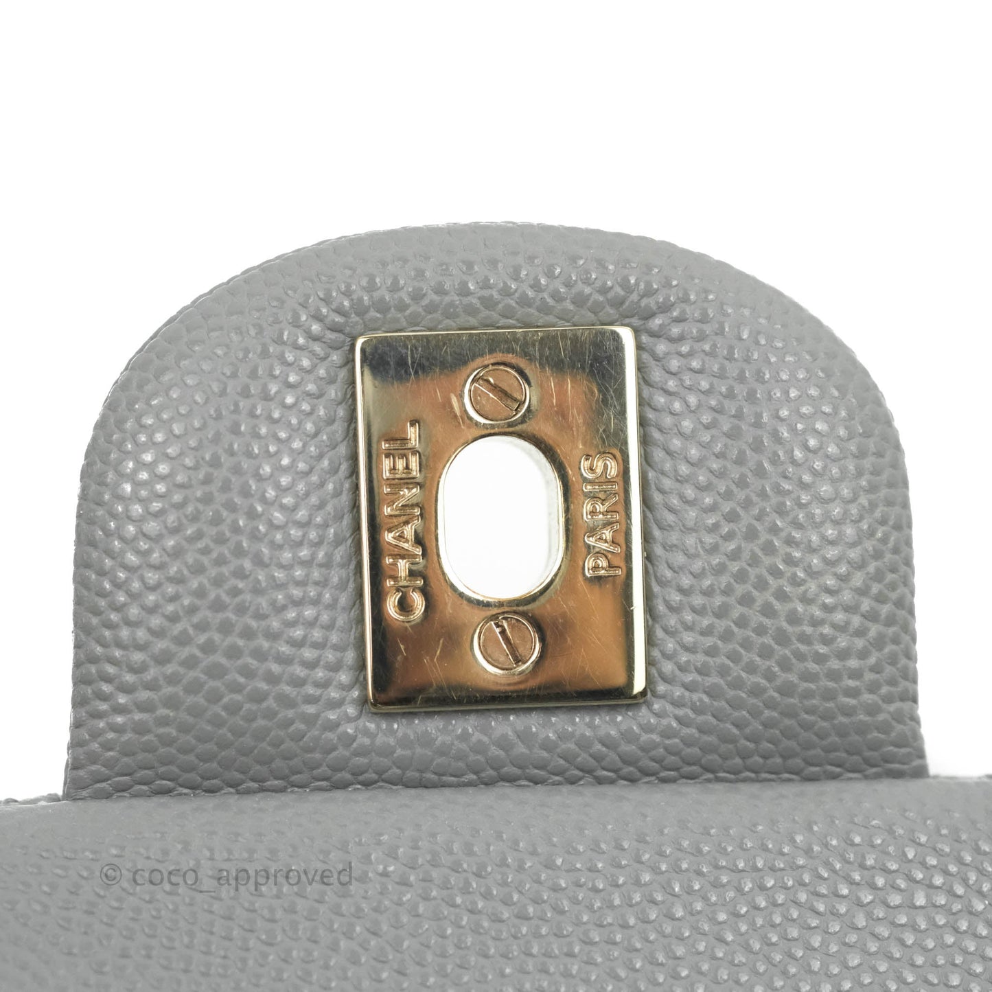 Chanel Small Classic Quilted Flap Grey Caviar Gold Hardware 20C