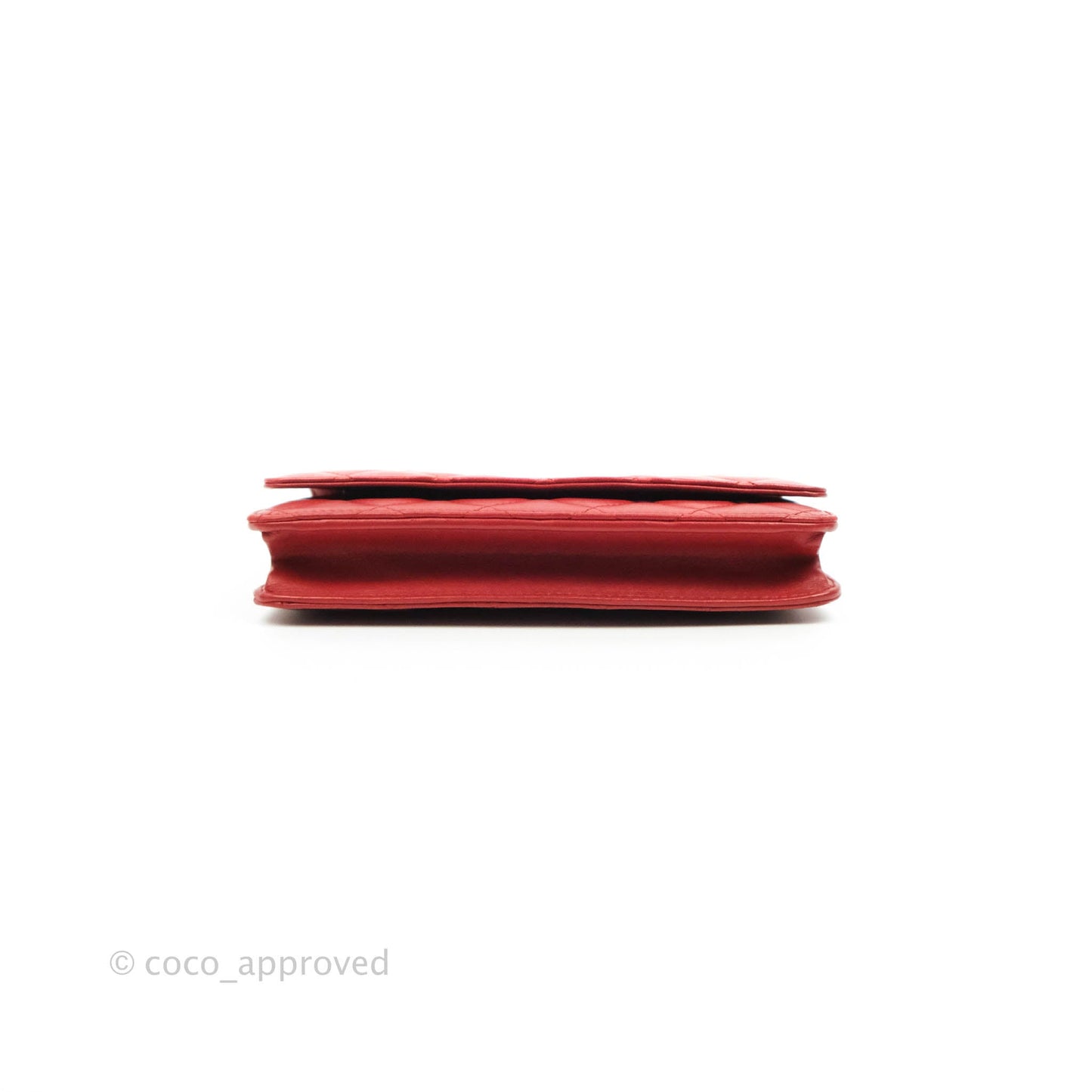 Chanel Quilted Wallet on Chain WOC Red Lambskin Silver Hardware
