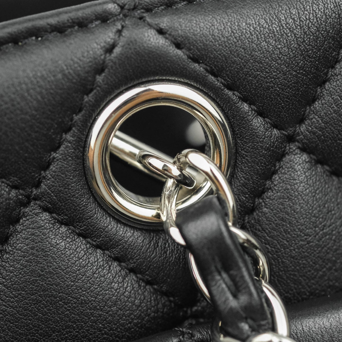 Chanel Classic Quilted Black Calfskin Shopping Bag Silver Hardware