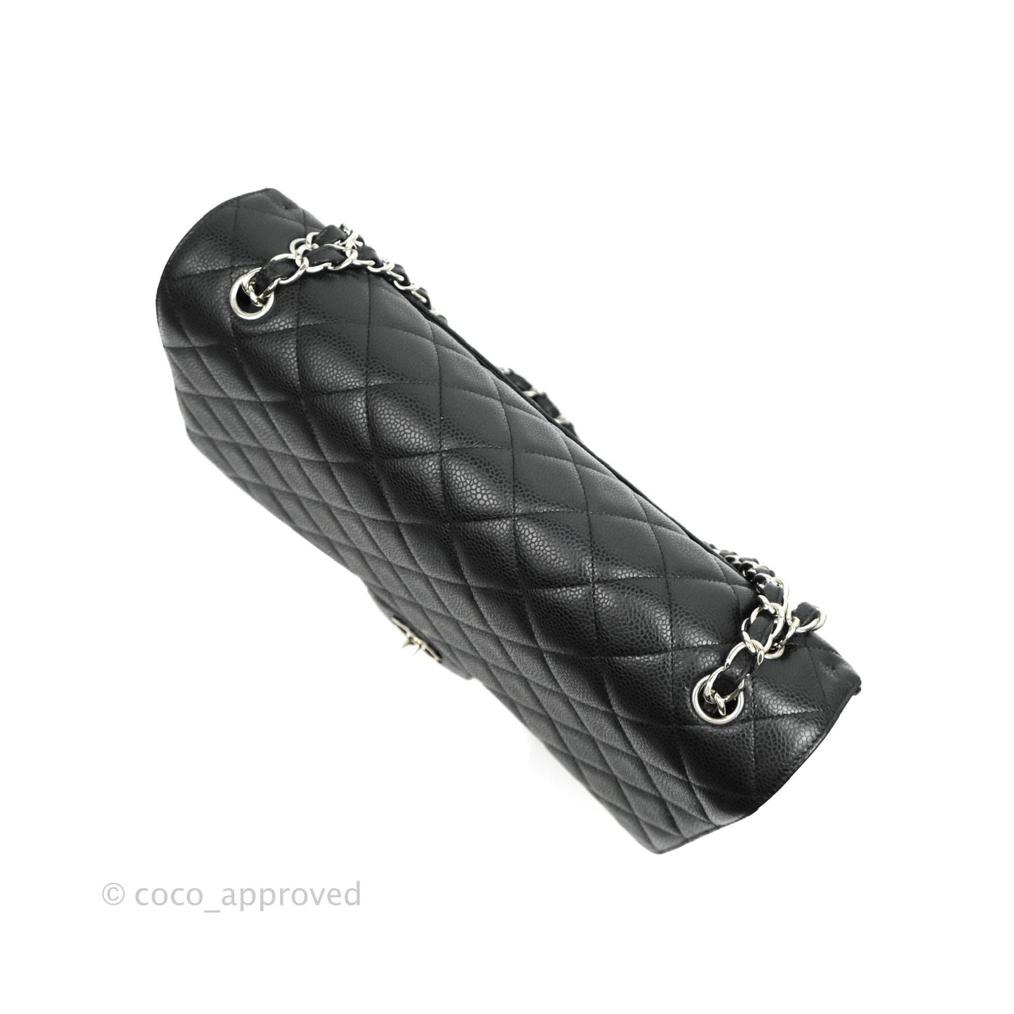 Chanel Single Flap Maxi Caviar Black Silver Hardware