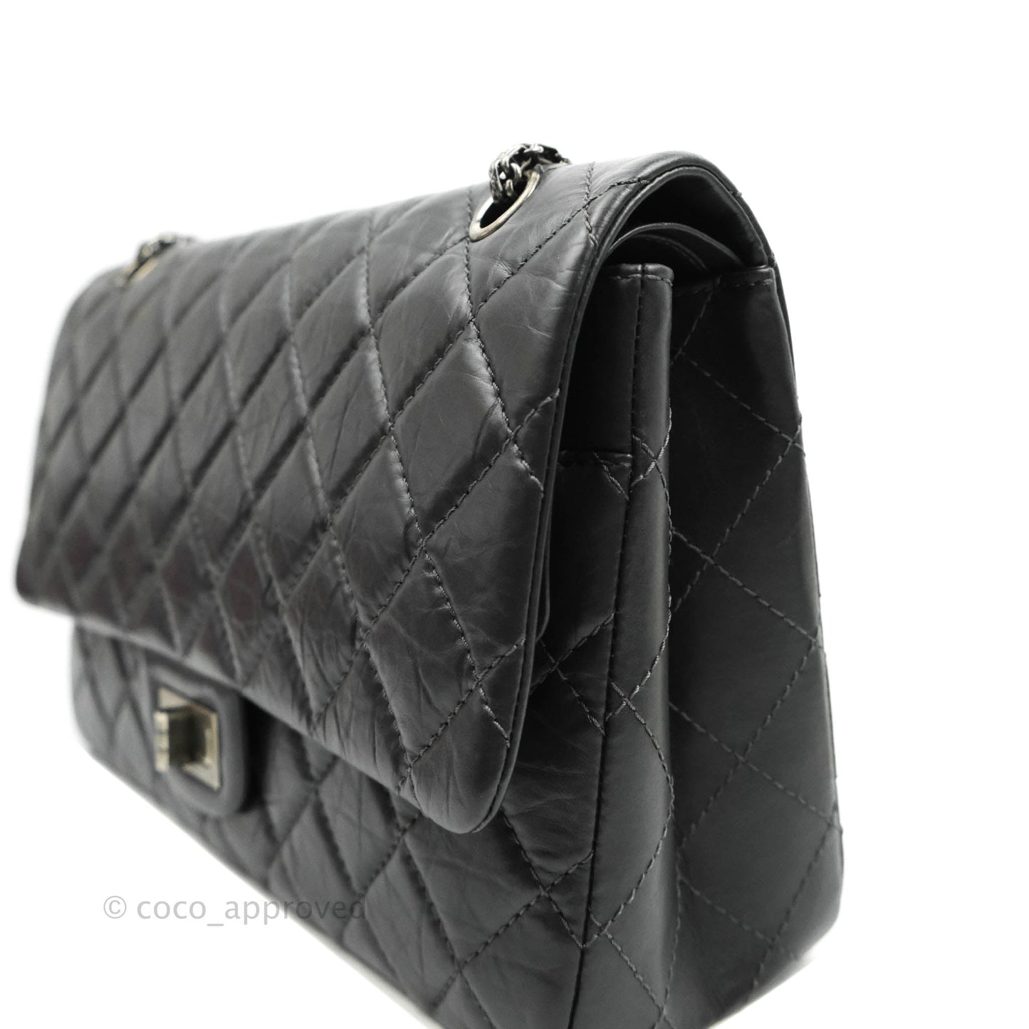 Chanel Reissue 227 Quilted Dark Grey Aged Calfskin Ruthenium Hardware