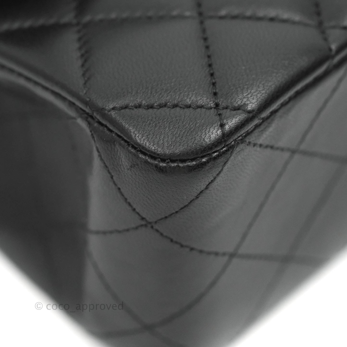 Chanel Classic M/L Medium Double Flap Black Lambskin Silver Hardware