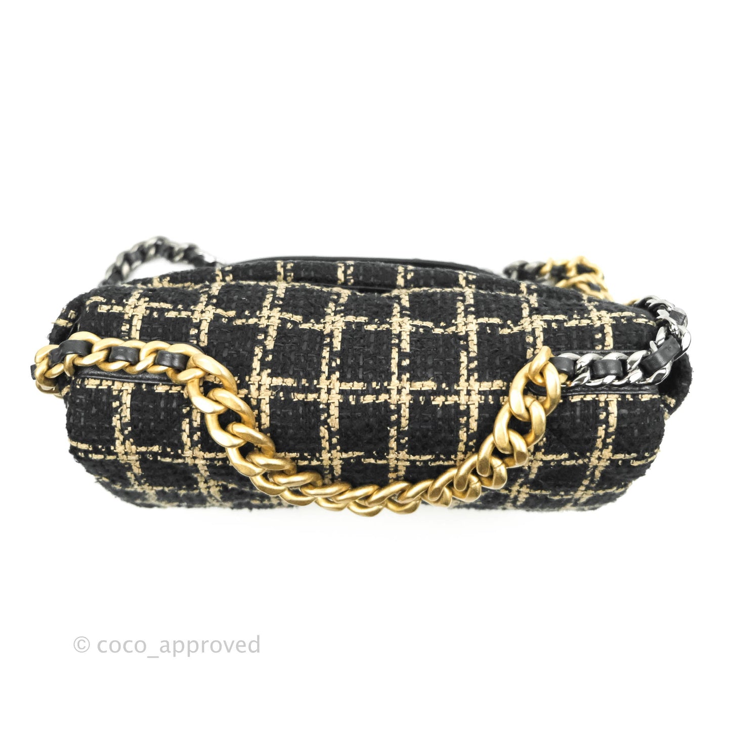 Chanel 19 Medium Beige Black Tweed Mixed Hardware