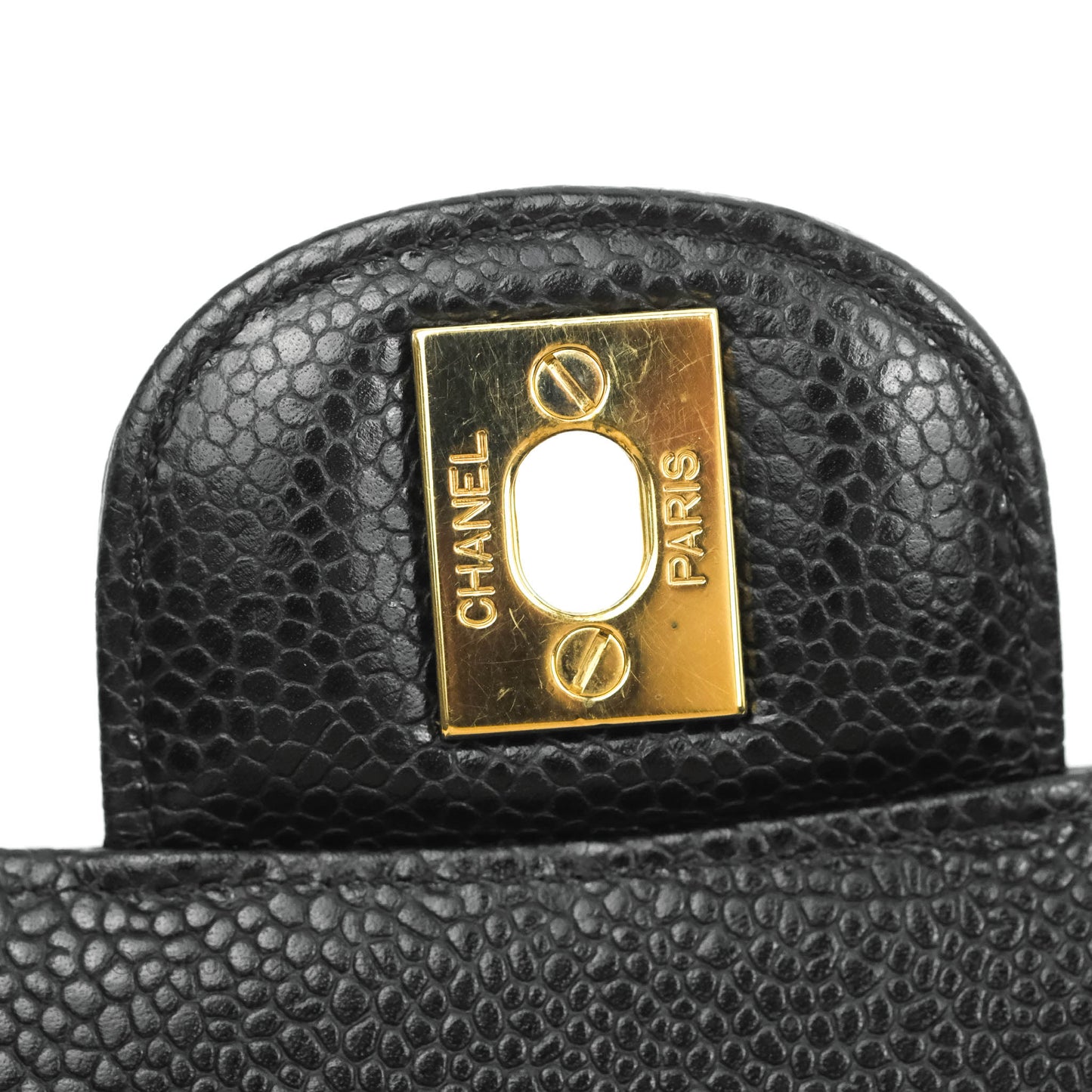 Chanel Classic M/L Medium Double Flap Black Caviar 24K Gold Hardware