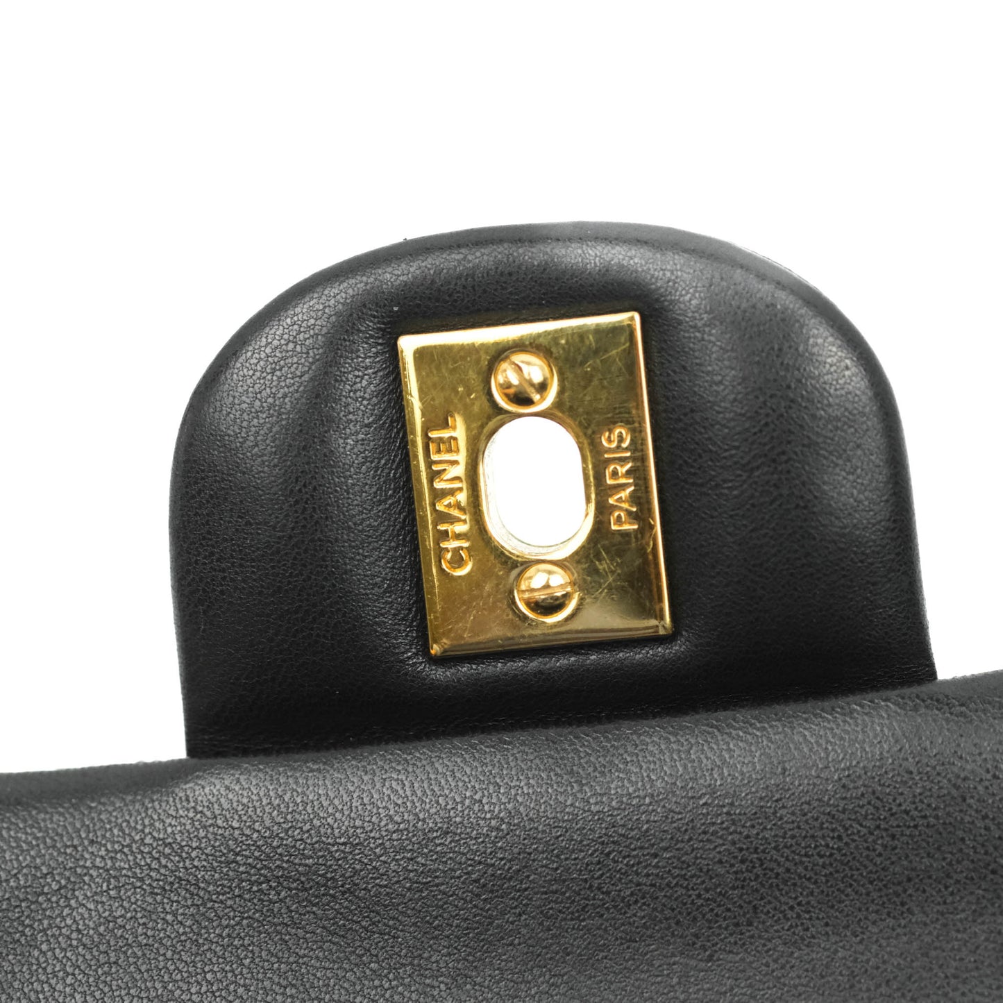 Chanel Classic M/L Medium Double Flap Black Lambskin Gold Hardware