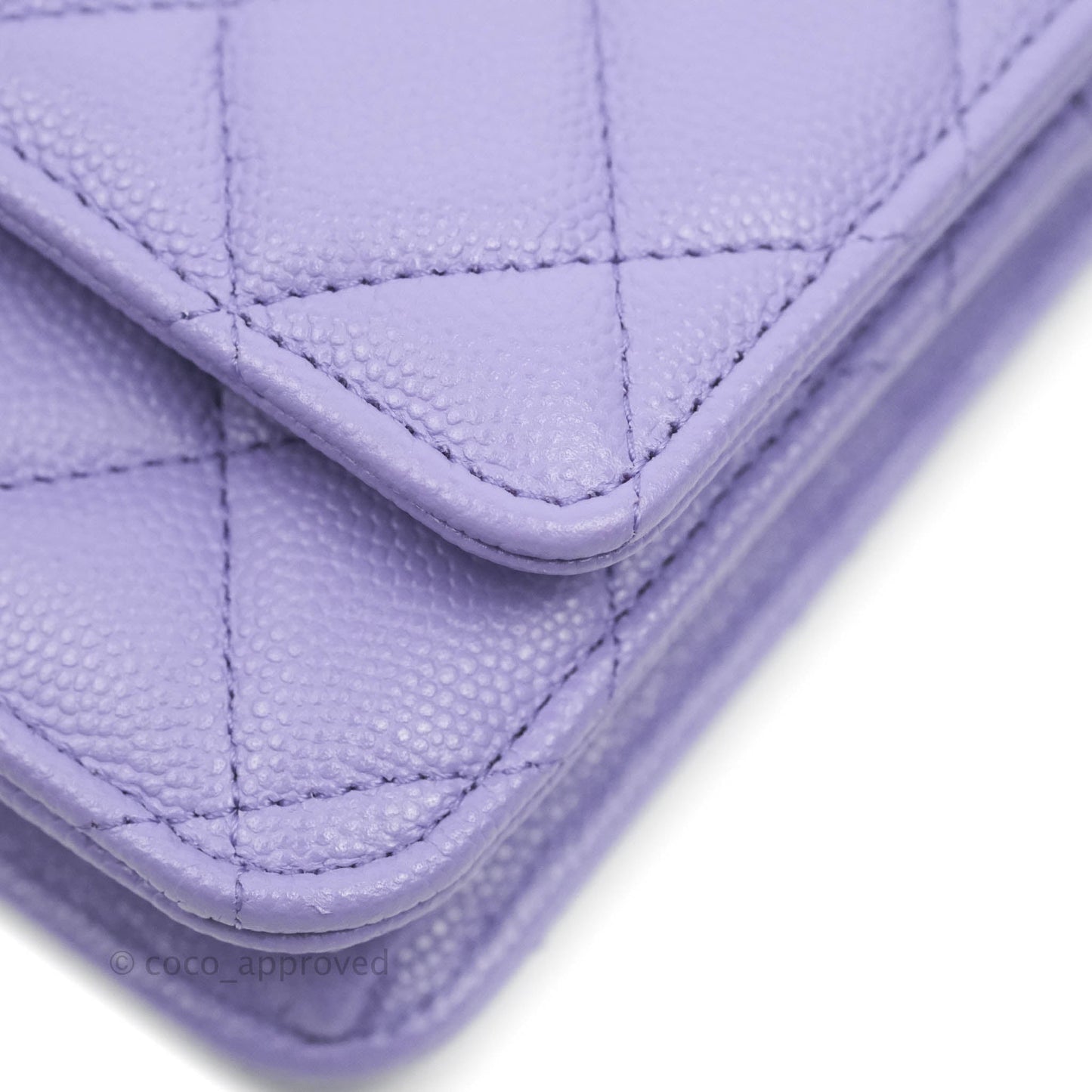 Chanel Quilted Wallet on Chain WOC Purple Caviar Gold Hardware 20S