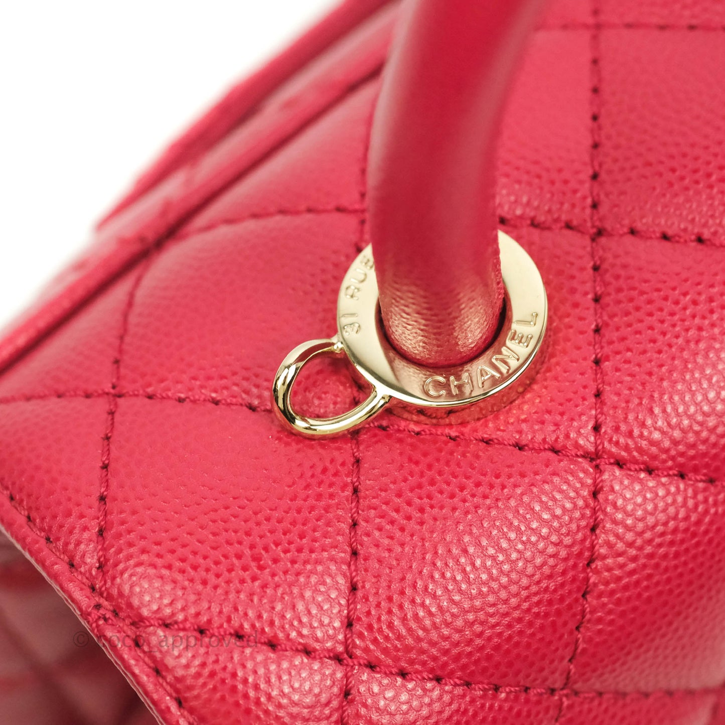 Chanel Small (Mini) Coco Handle Quilted Rosy Red Caviar Gold Hardware 21A