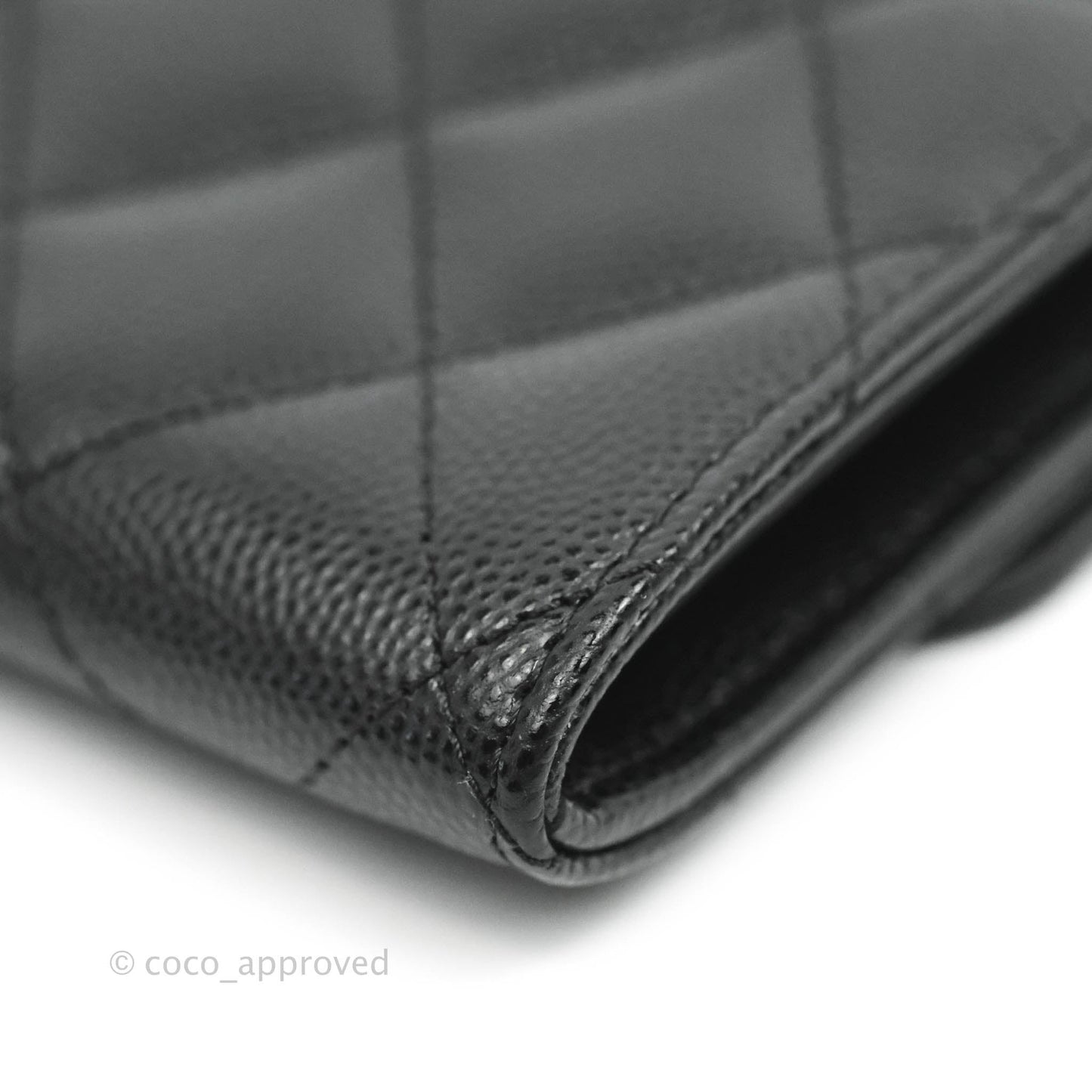 Chanel Quilted Small Flap Card Holder Black Caviar Silver Hardware