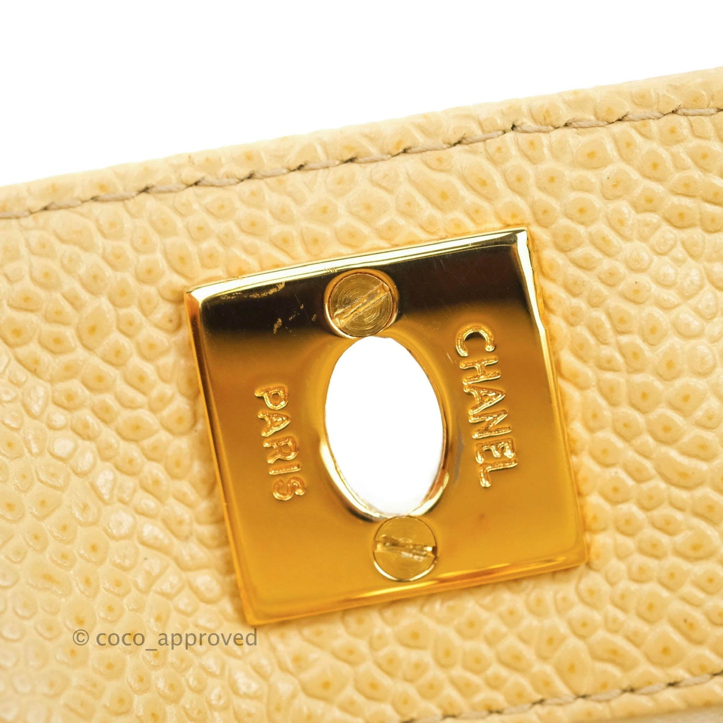 Chanel Vintage CC Large Square Camera Bag Beige Caviar 24K Gold Hardware