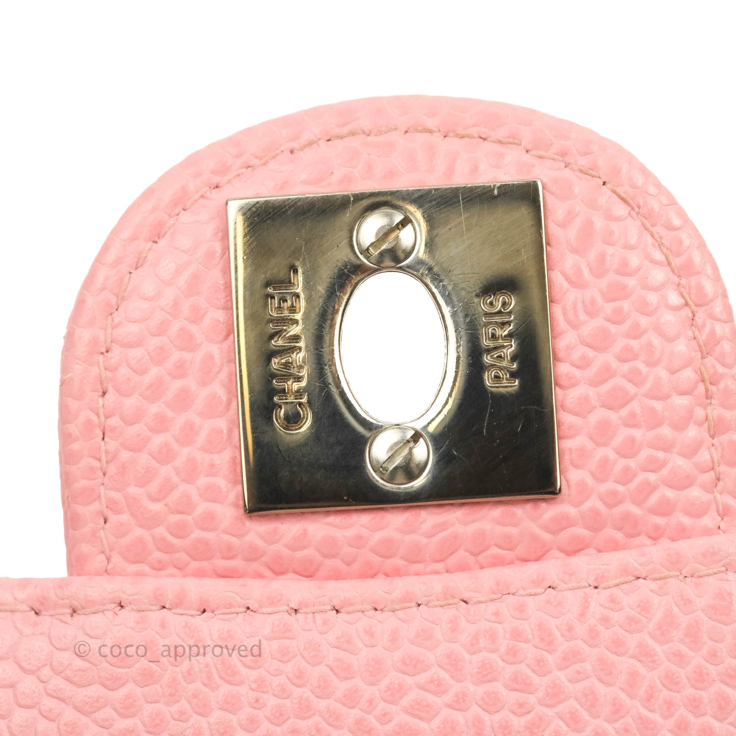 Chanel Quilted Vintage Mini Square Flap Pink Caviar Silver Hardware