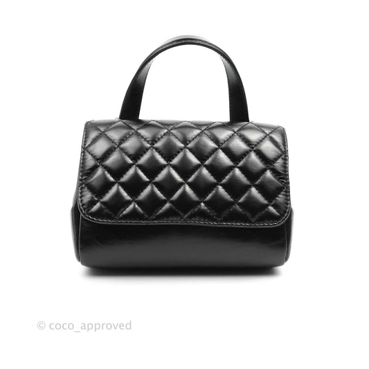 Chanel Quilted Double Sided Flap Black Aged Calfskin Ruthenium Hardware