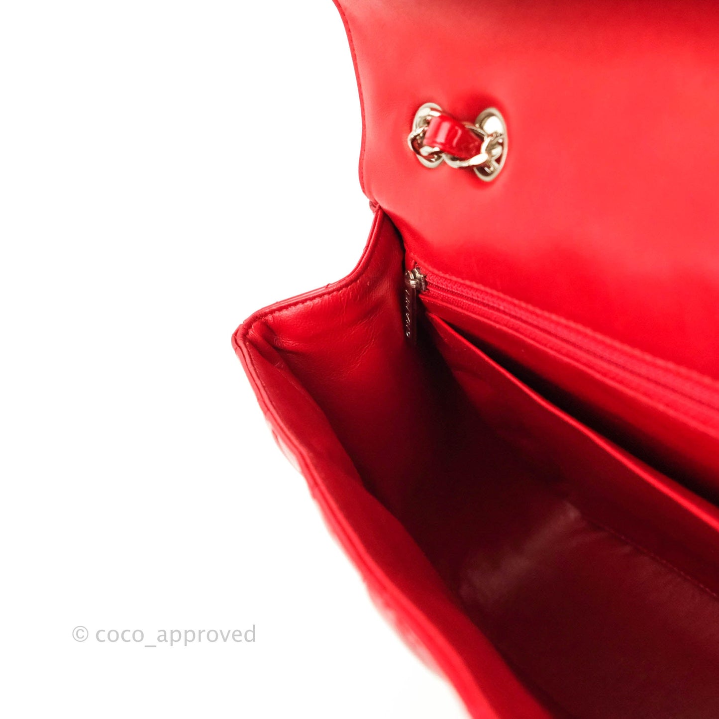 Chanel Quilted Jumbo Red Patent Silver Hardware 10C