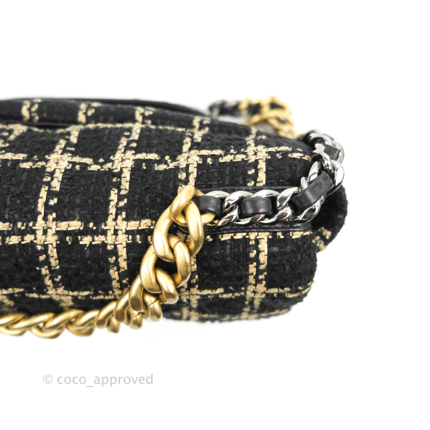 Chanel 19 Medium Beige Black Tweed Mixed Hardware
