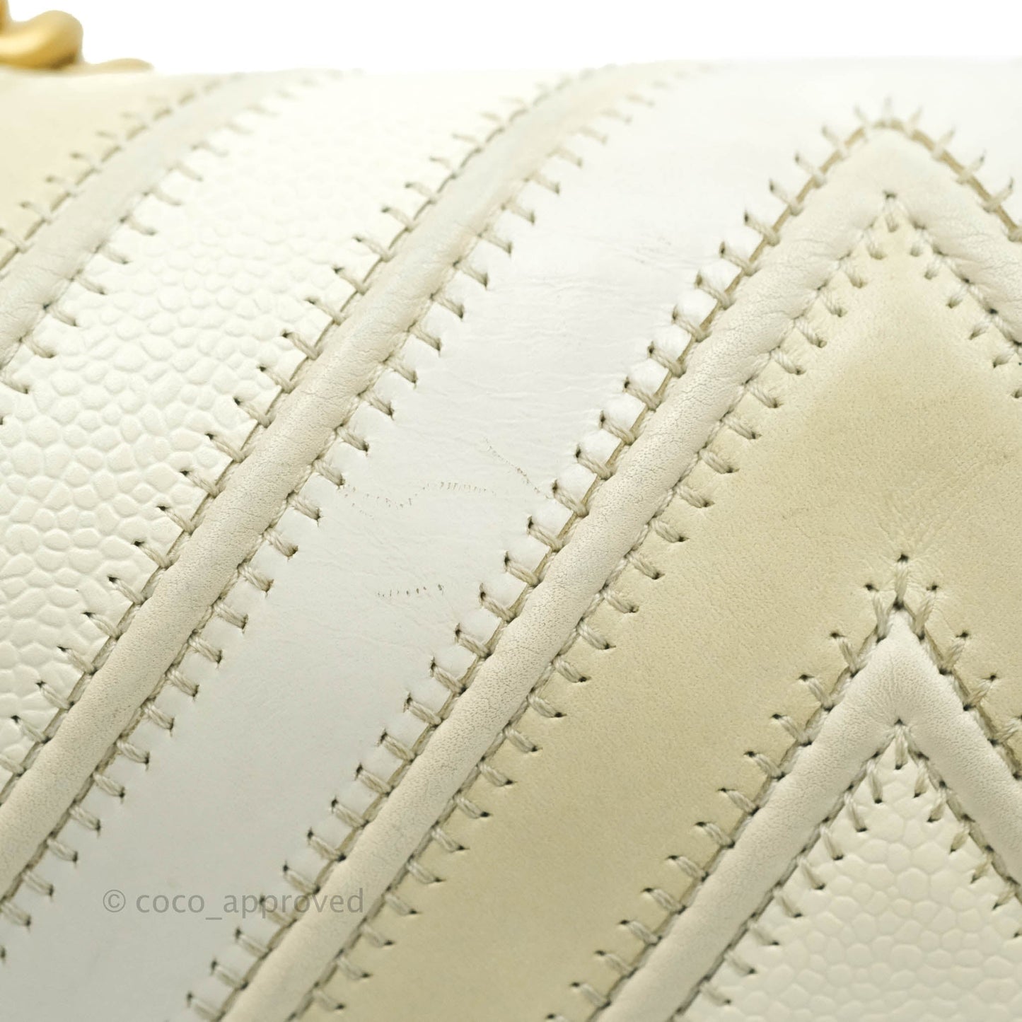 Chanel Medium Chevron Boy Light Beige Calfskin Caviar Aged Gold Hardware