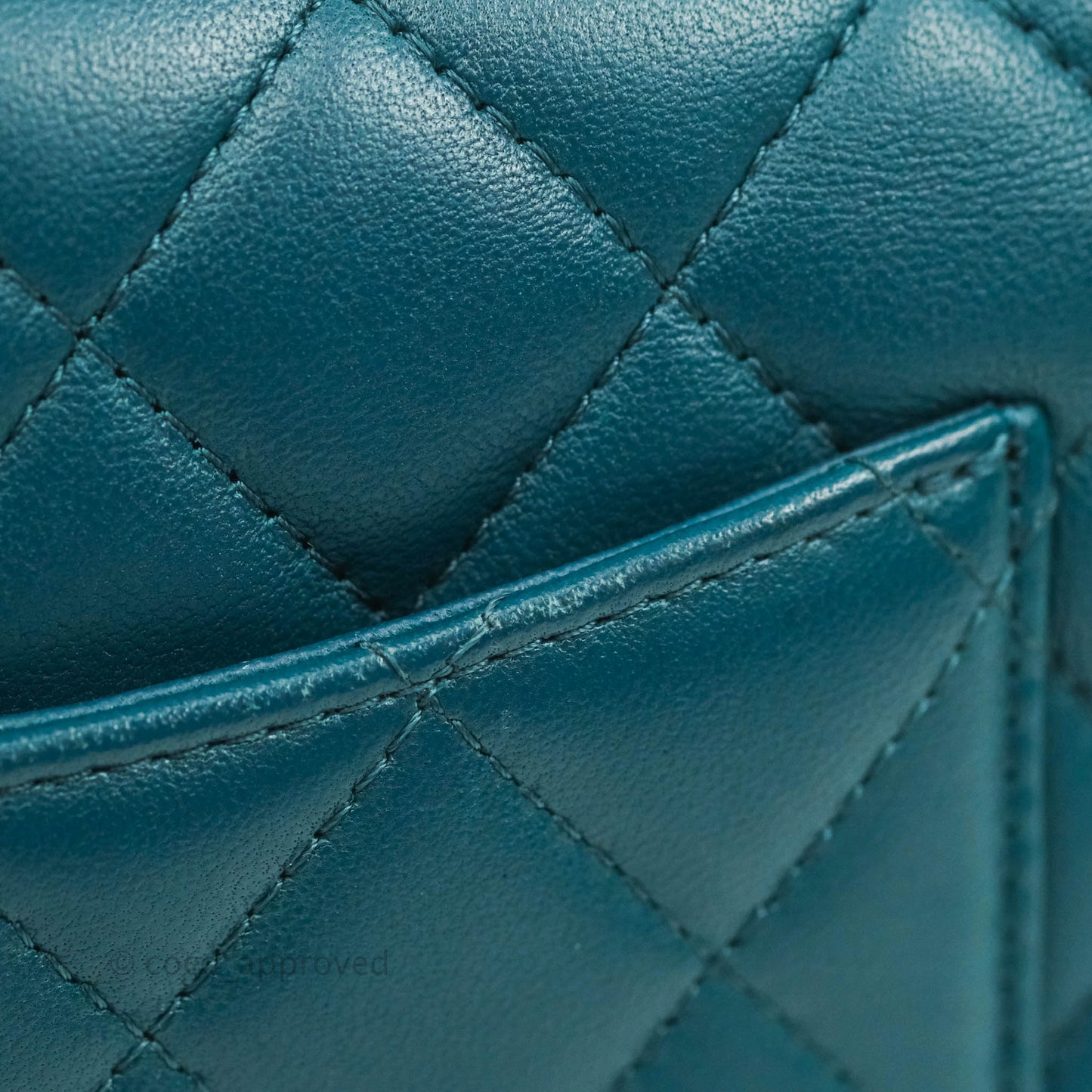 Chanel Classic Mini Rectangular Flap Teal Lambskin Silver Hardware