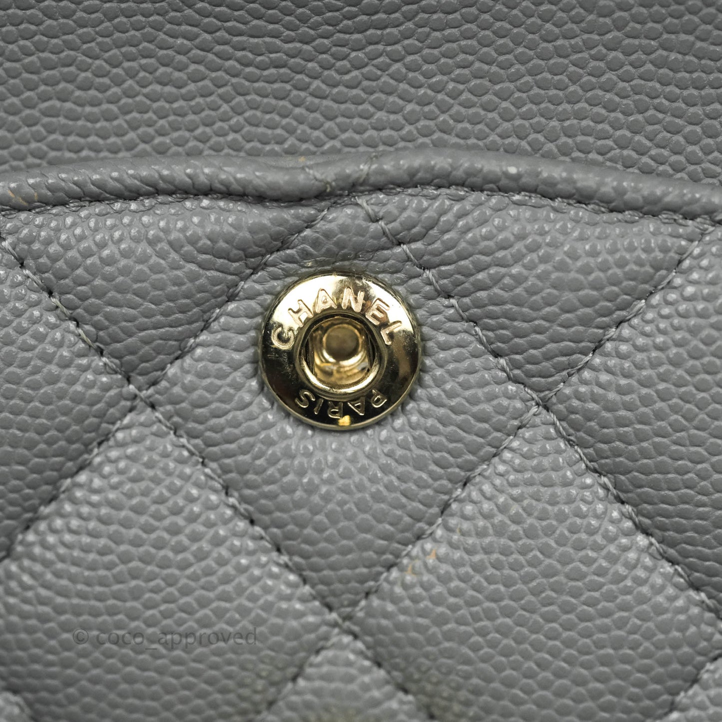 Chanel Small Classic Quilted Flap Grey Caviar Gold Hardware 20C