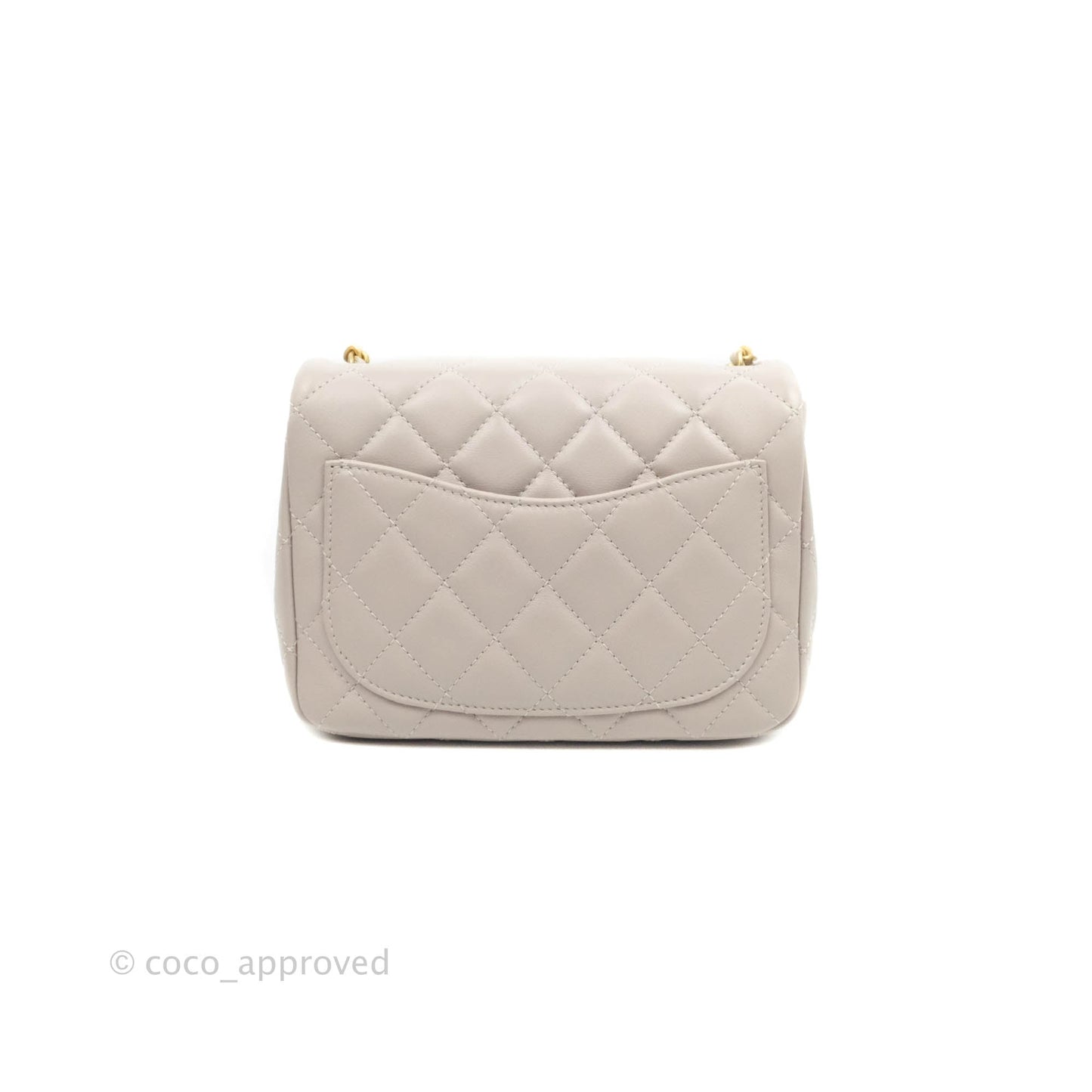 Chanel Mini Square Pearl Crush Quilted Pale Lilac Lambskin Gold Hardware