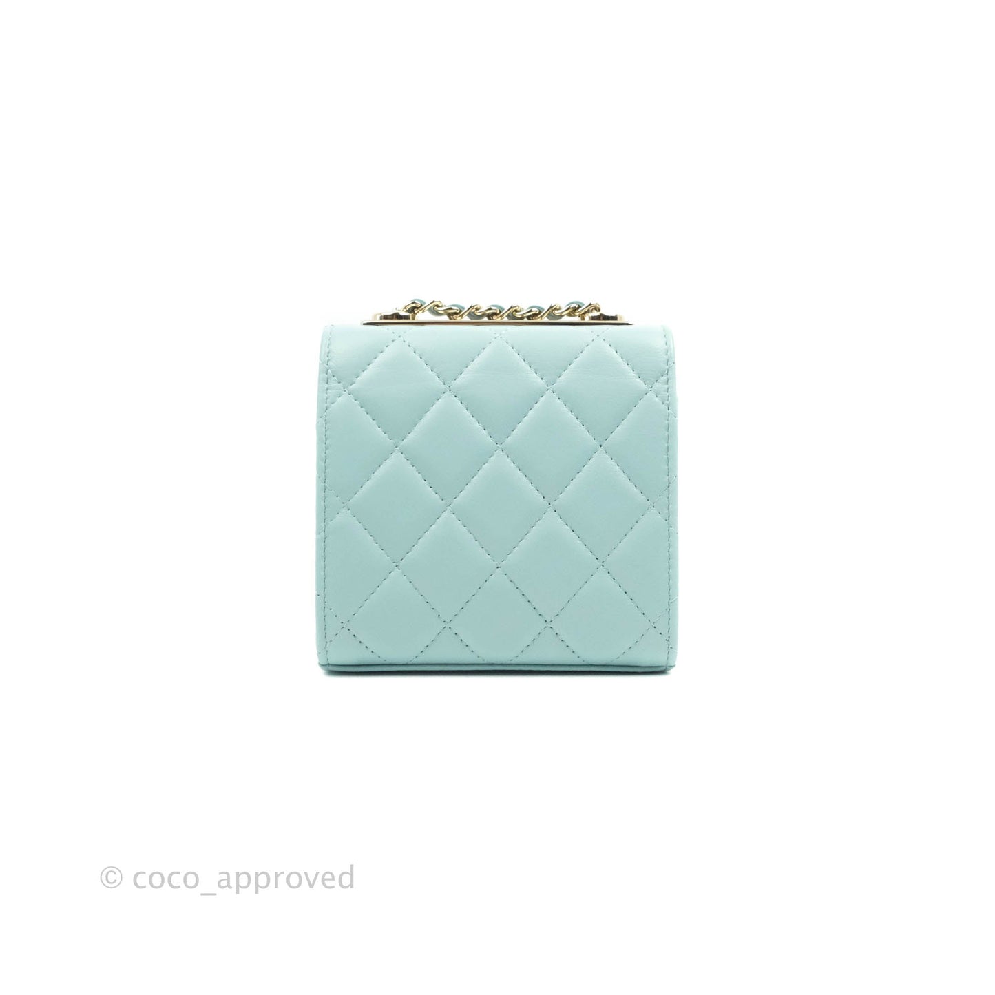 Chanel Mini Quilted Trendy CC Clutch With Chain Tiffany Blue Lambskin Gold Hardware