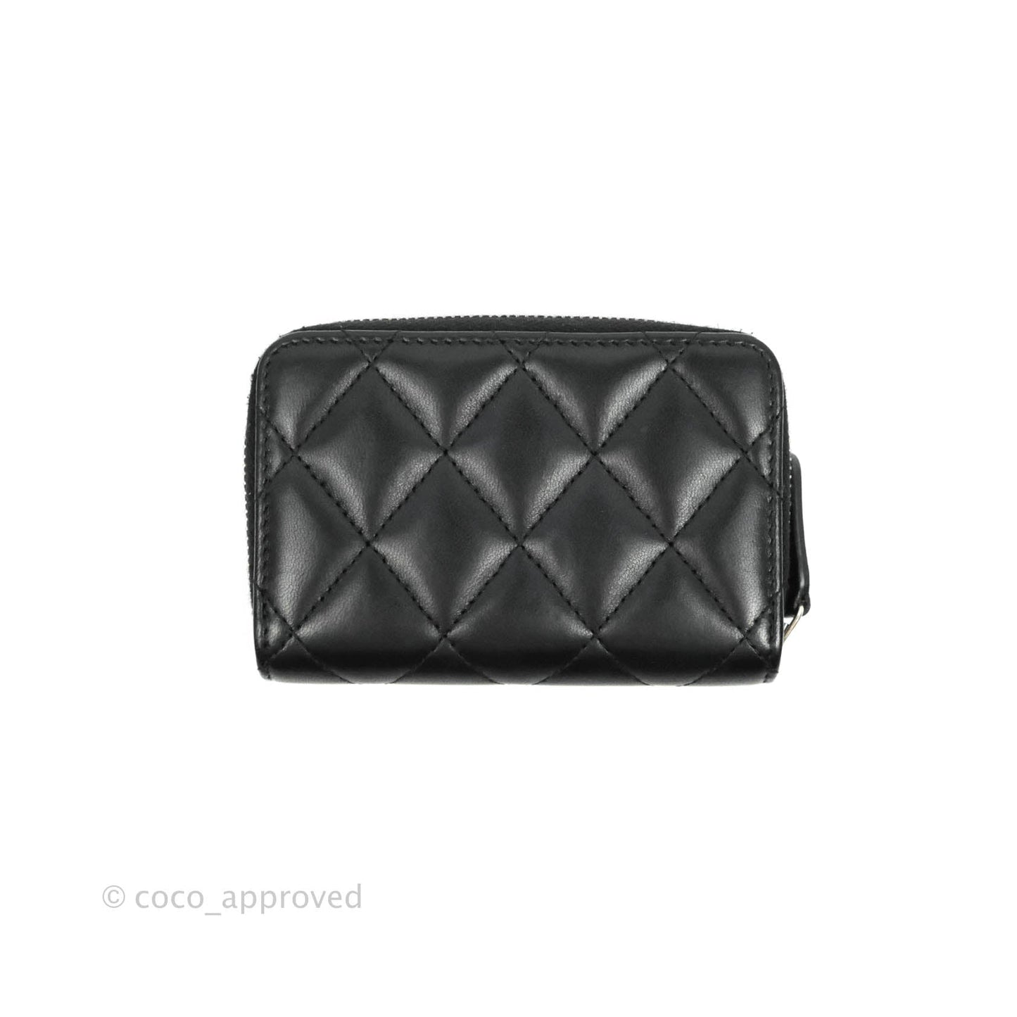 Chanel Classic Zipped Coin Purse Black Lambskin Silver Hardware