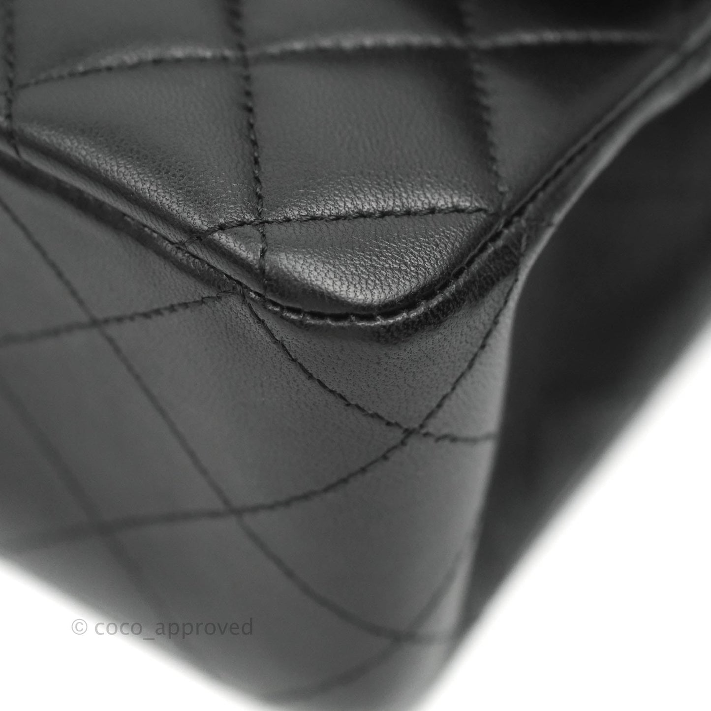 Chanel Classic M/L Medium Double Flap Black Lambskin Silver Hardware