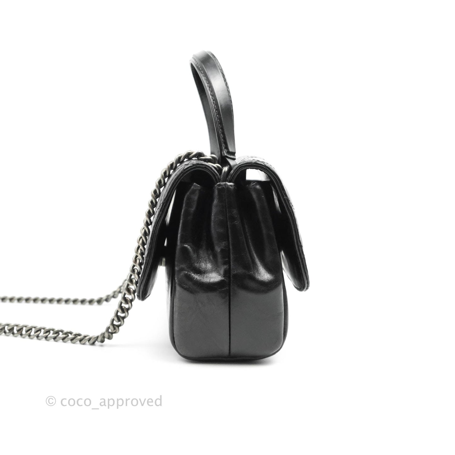 Chanel Quilted Double Sided Flap Black Aged Calfskin Ruthenium Hardware
