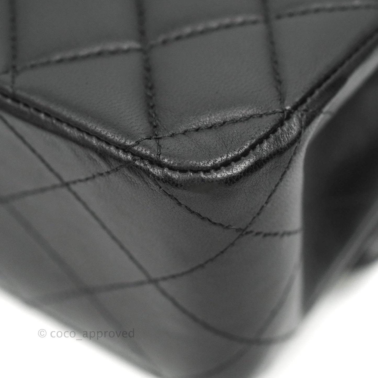 Chanel Classic M/L Medium Double Flap Black Lambskin Silver Hardware
