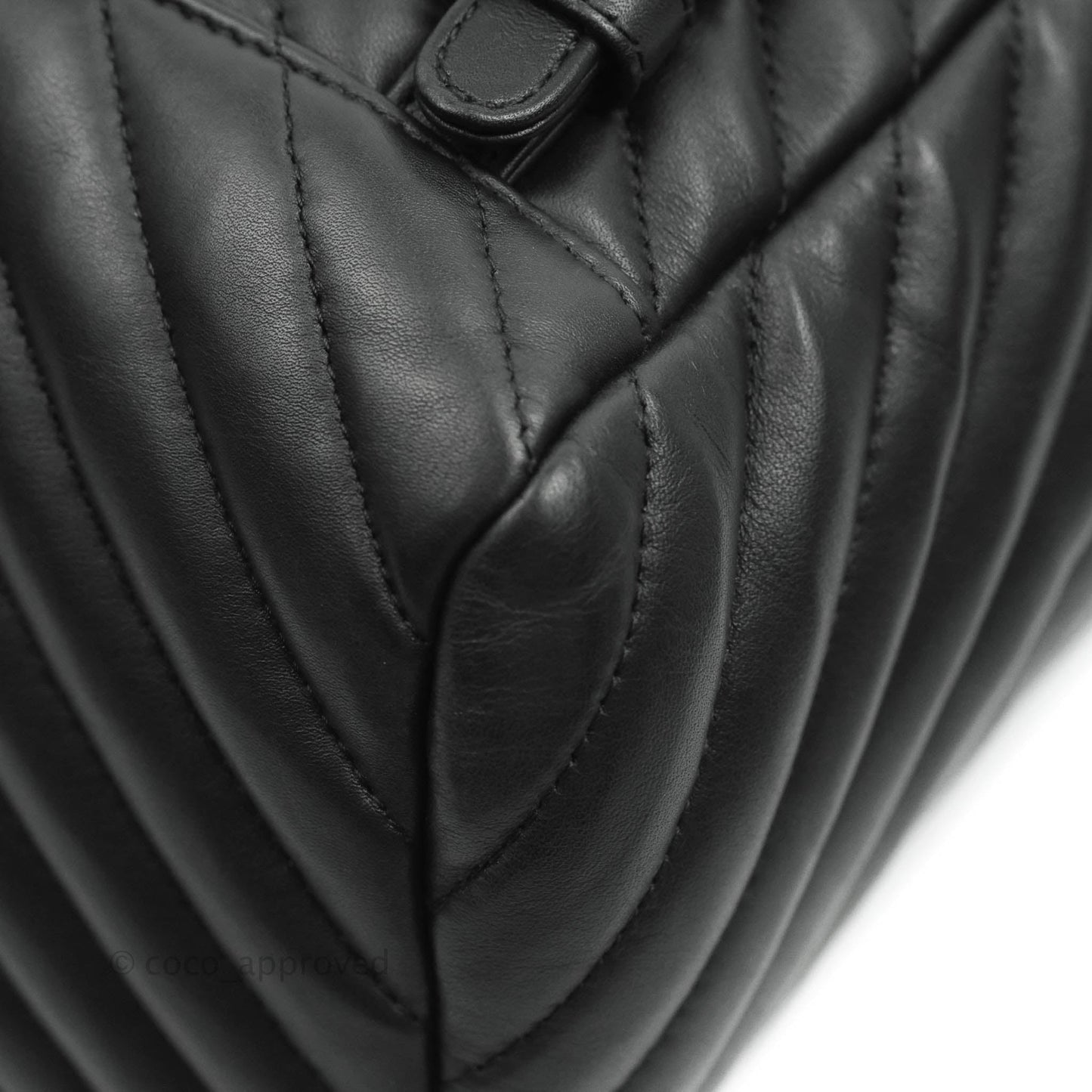 Chanel Medium Chevron Urban Spirit Backpack Black Calfskin Silver Hardware