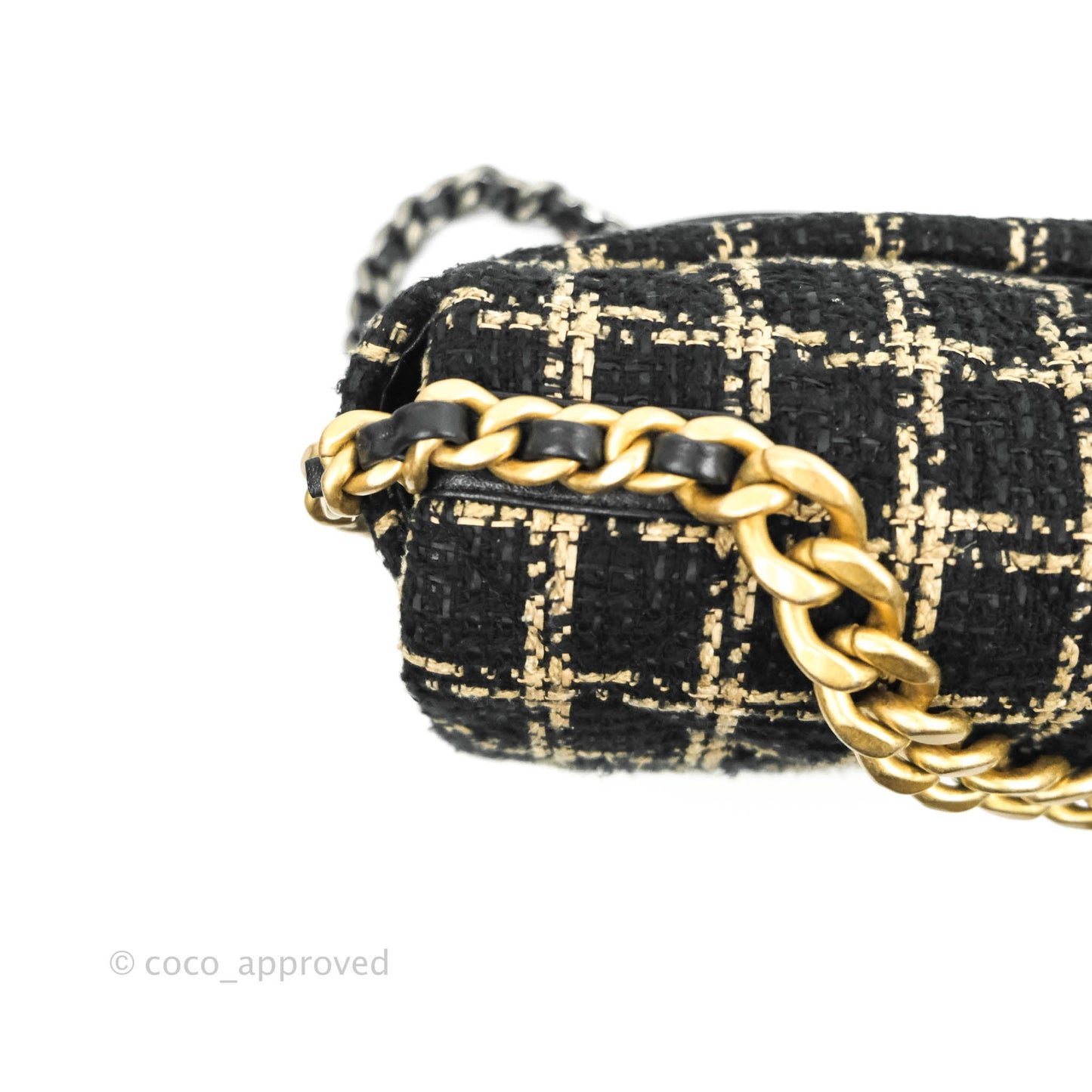 Chanel 19 Medium Beige Black Tweed Mixed Hardware