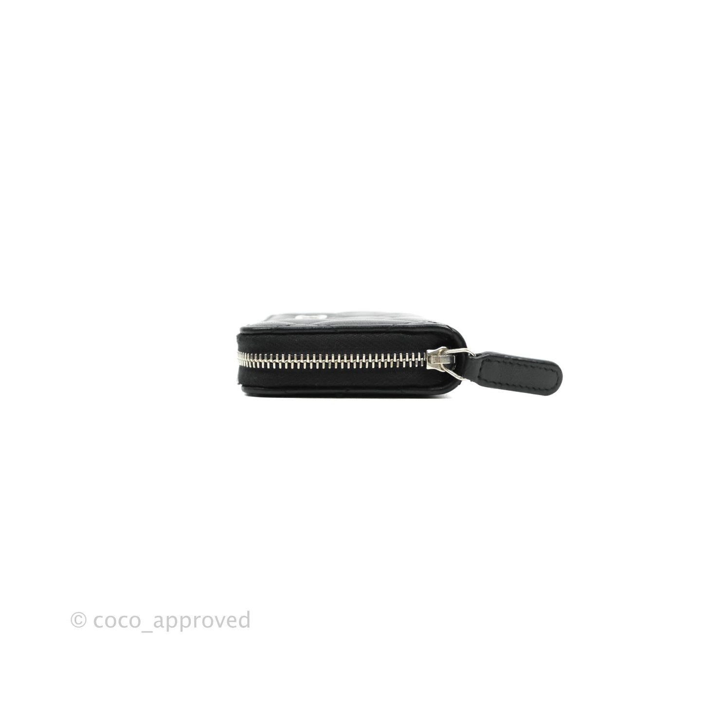 Chanel Classic Zipped Coin Purse Black Lambskin Silver Hardware