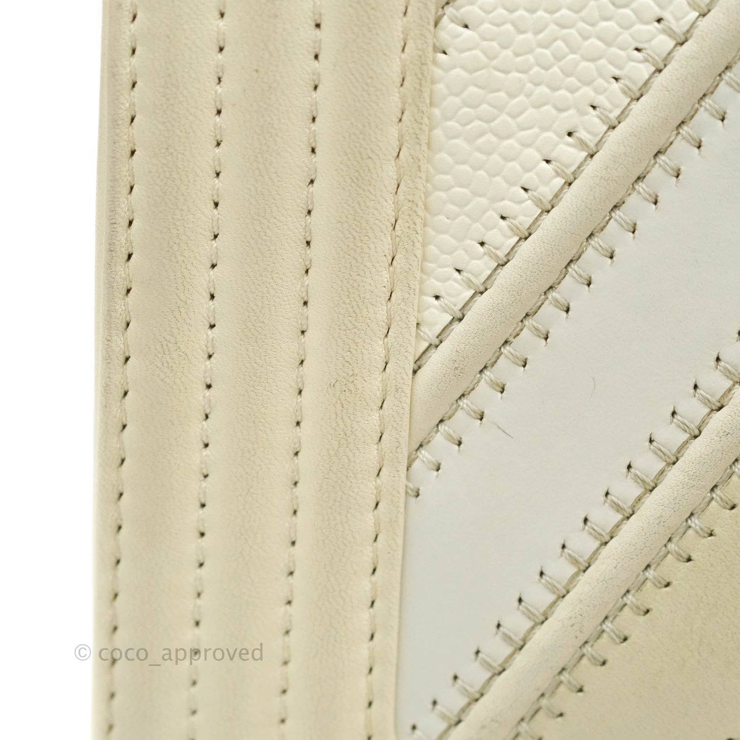 Chanel Medium Chevron Boy Light Beige Calfskin Caviar Aged Gold Hardware