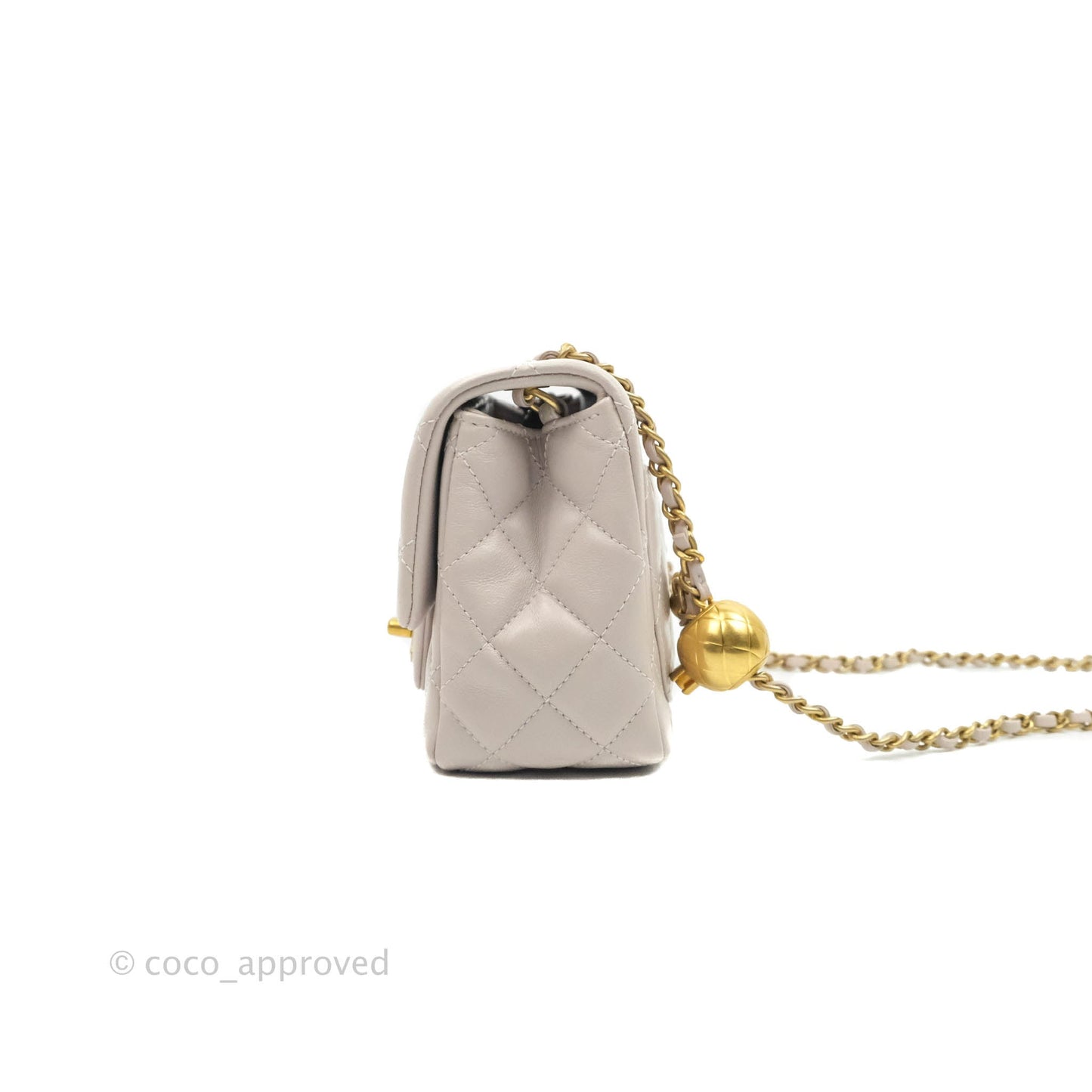 Chanel Mini Square Pearl Crush Quilted Pale Lilac Lambskin Gold Hardware