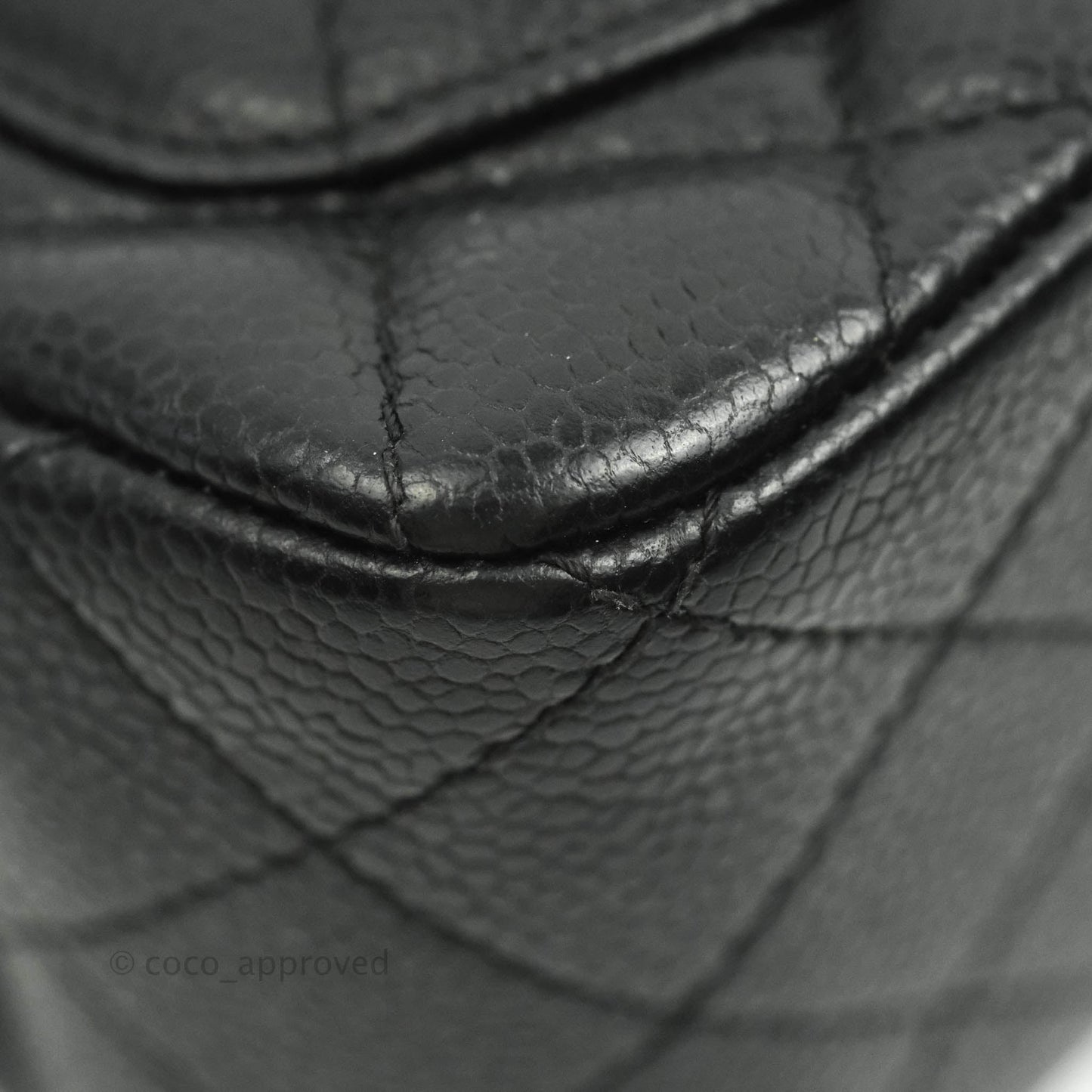 Chanel Quilted Mini Square Flap Bag Black Caviar Aged Gold Hardware