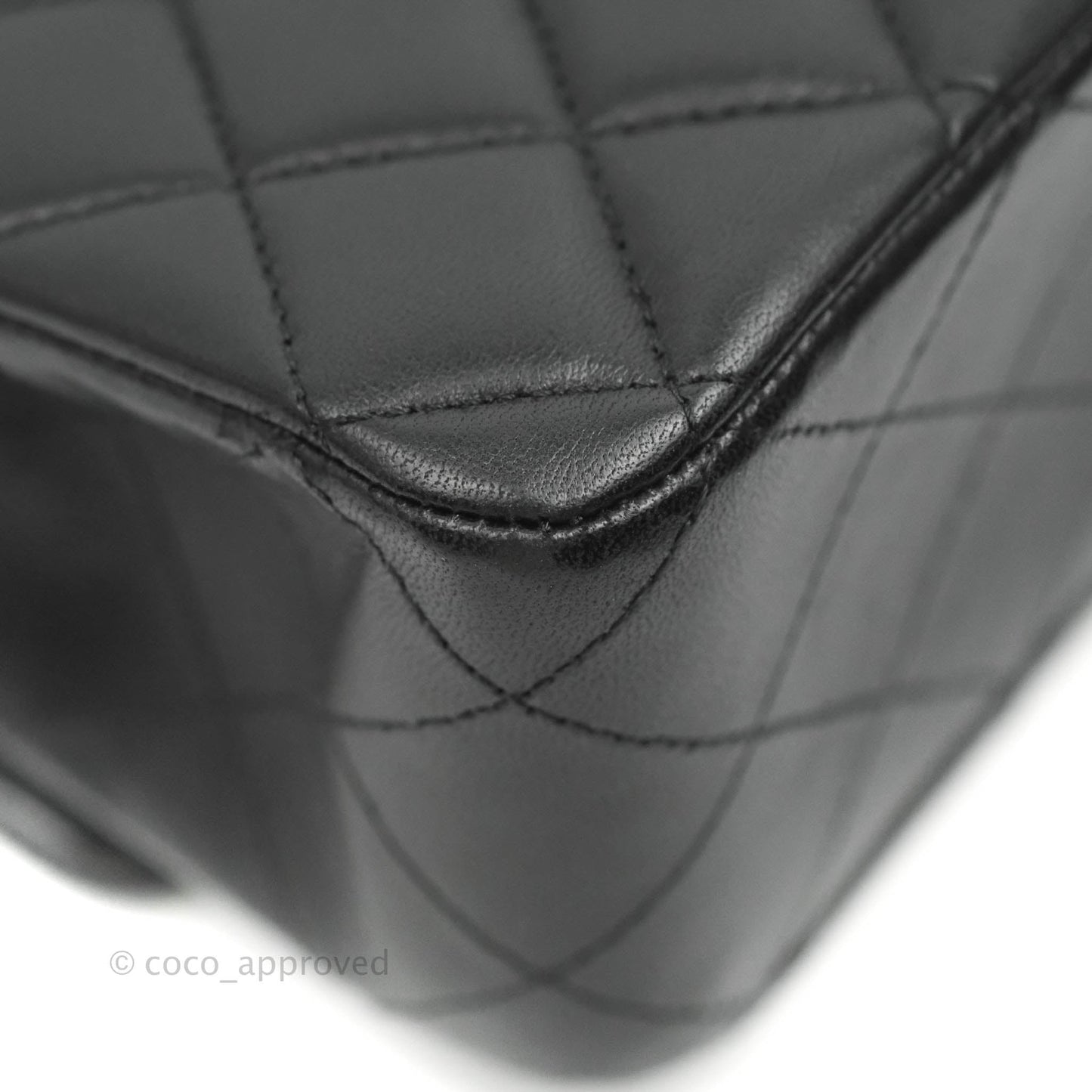 Chanel Classic M/L Medium Double Flap Black Lambskin Silver Hardware